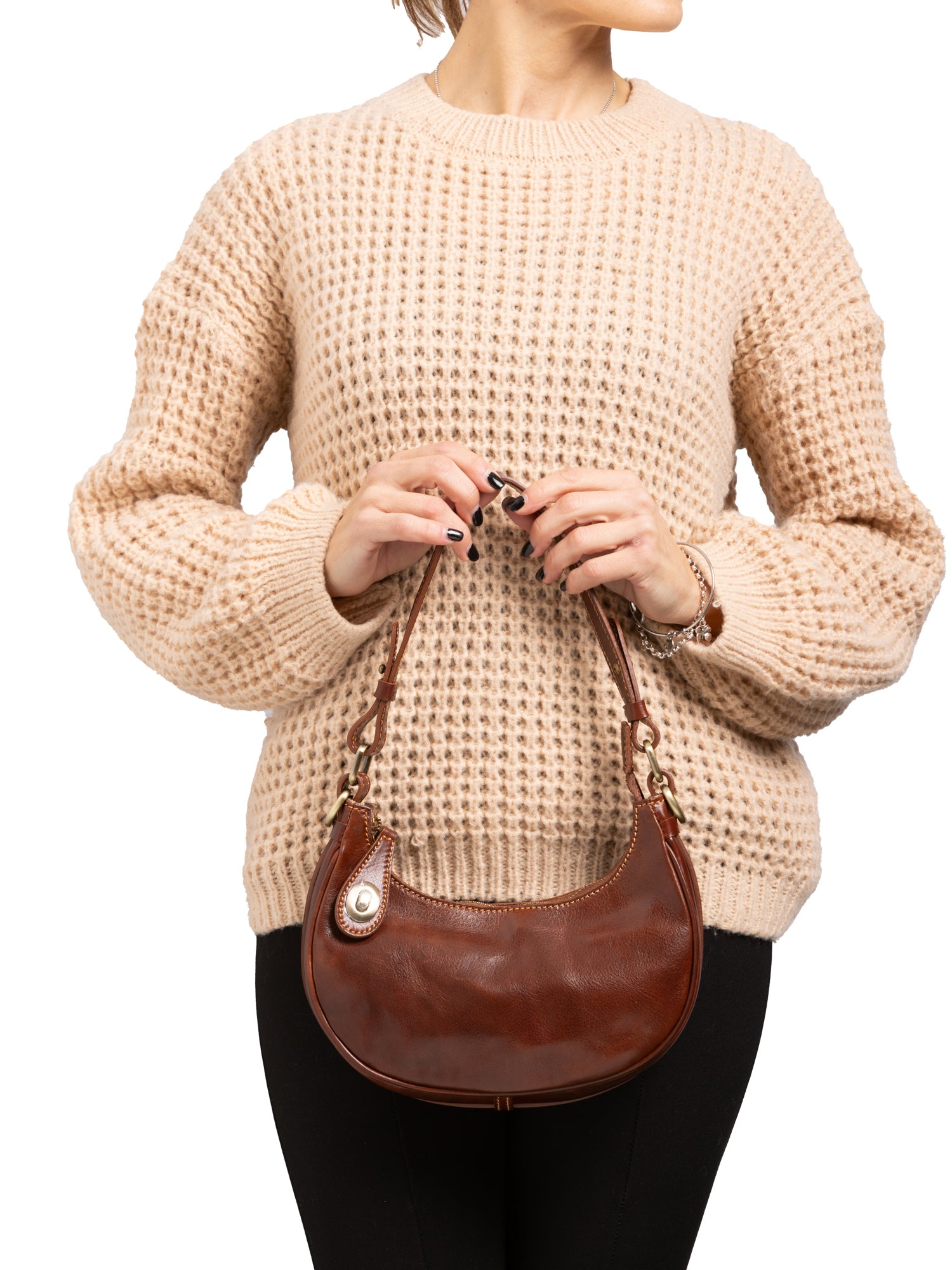 Shoulder Bag I Fratelli Women Genuine leather -Cognac Marrone