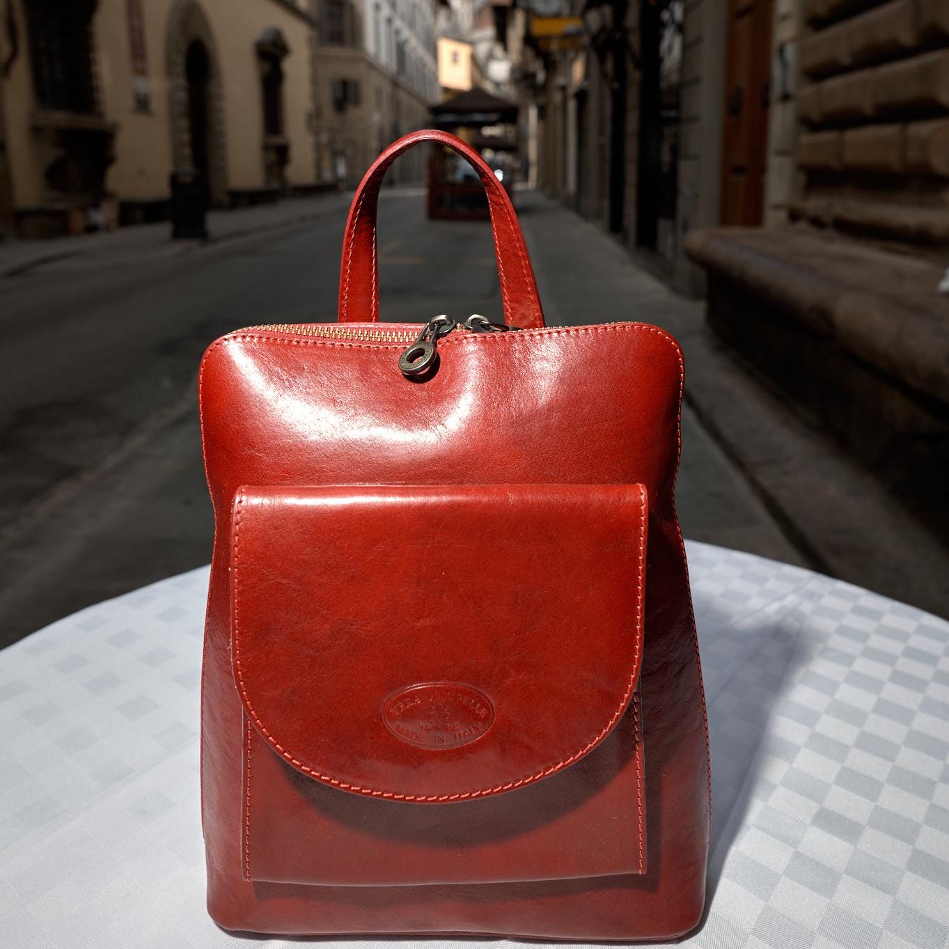 Handmade Italian Leather Backpack , Backpack Red, Travel Backpack, made in italy