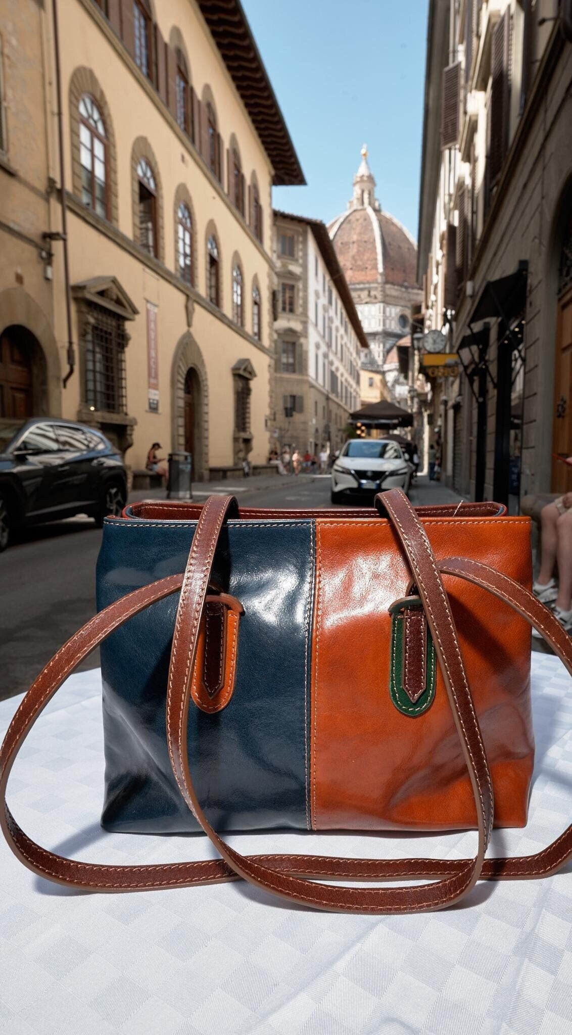 Italian Handmade Multicolor Leather Handbag , Bold and Stylish Designer Bag from Florence , Unique Fashion Accessory by ChicMilano