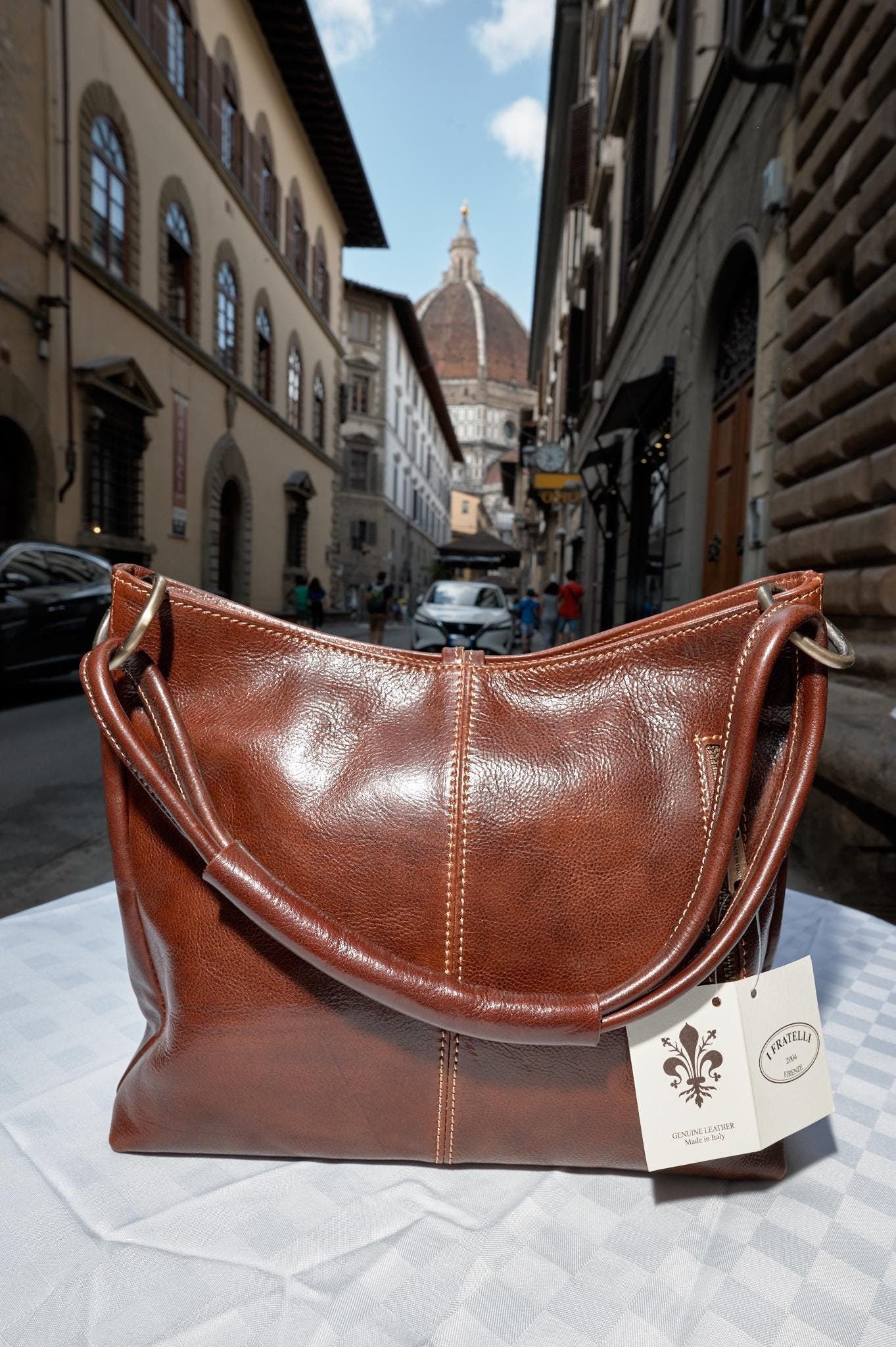 Italian Handmade Brown Leather Bag , Elegant Minimalist Designer Bag from Florence , Premium Everyday Handbag by ChicMilano