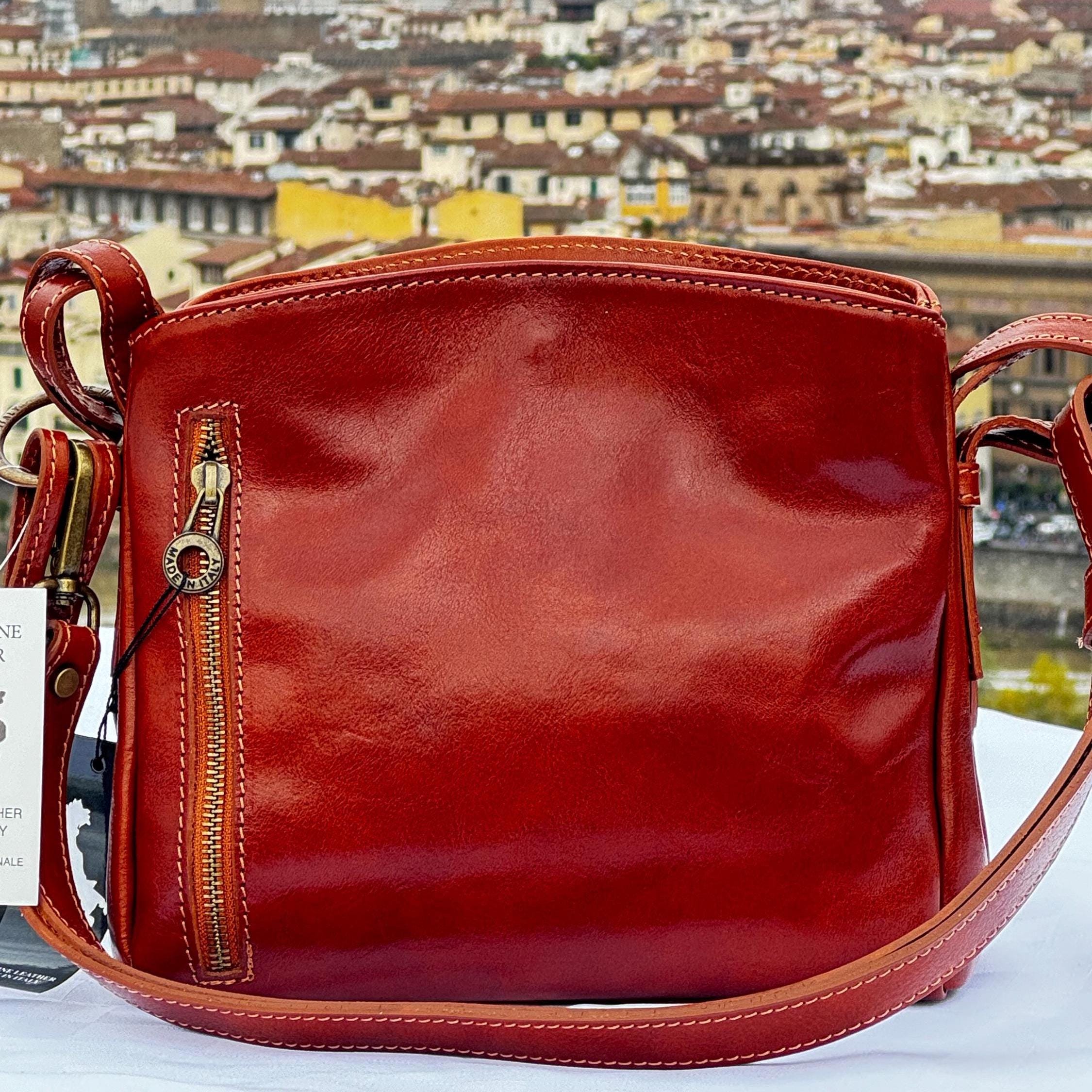 Elegant Italian Leather Crossbody Bag | Handmade Florentine Leather Purse