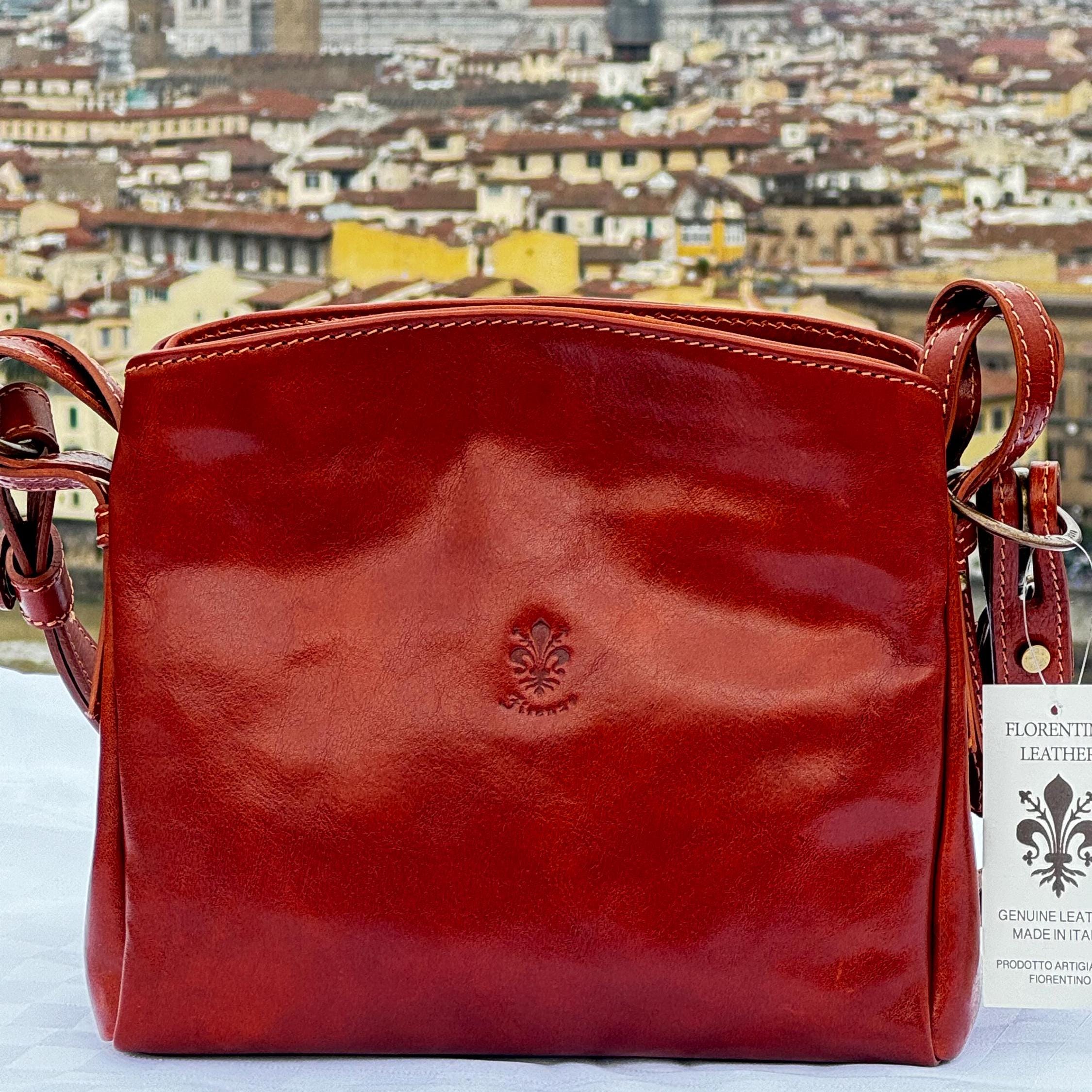 Elegant Italian Leather Crossbody Bag | Handmade Florentine Leather Purse