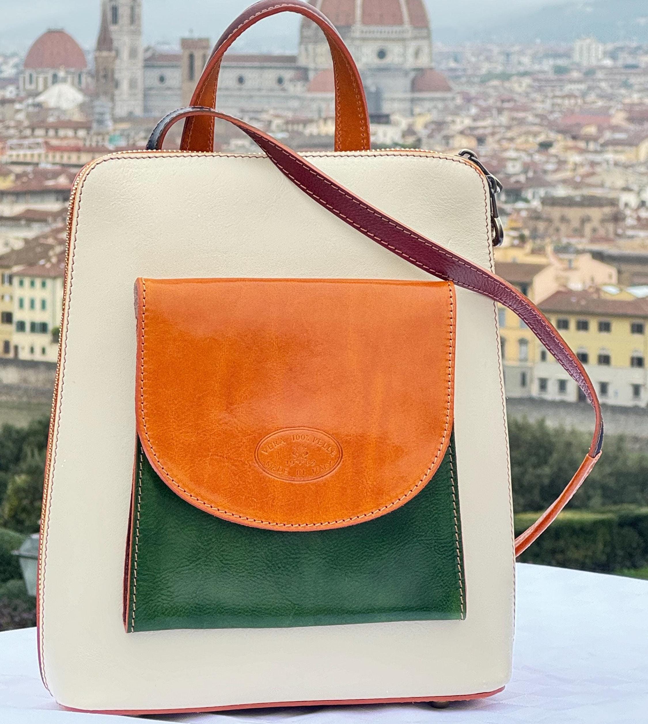 Italian Handmade Multicolor Leather Backpack , Stylish and Functional Designer Bag from Florence , Unique Travel Backpack