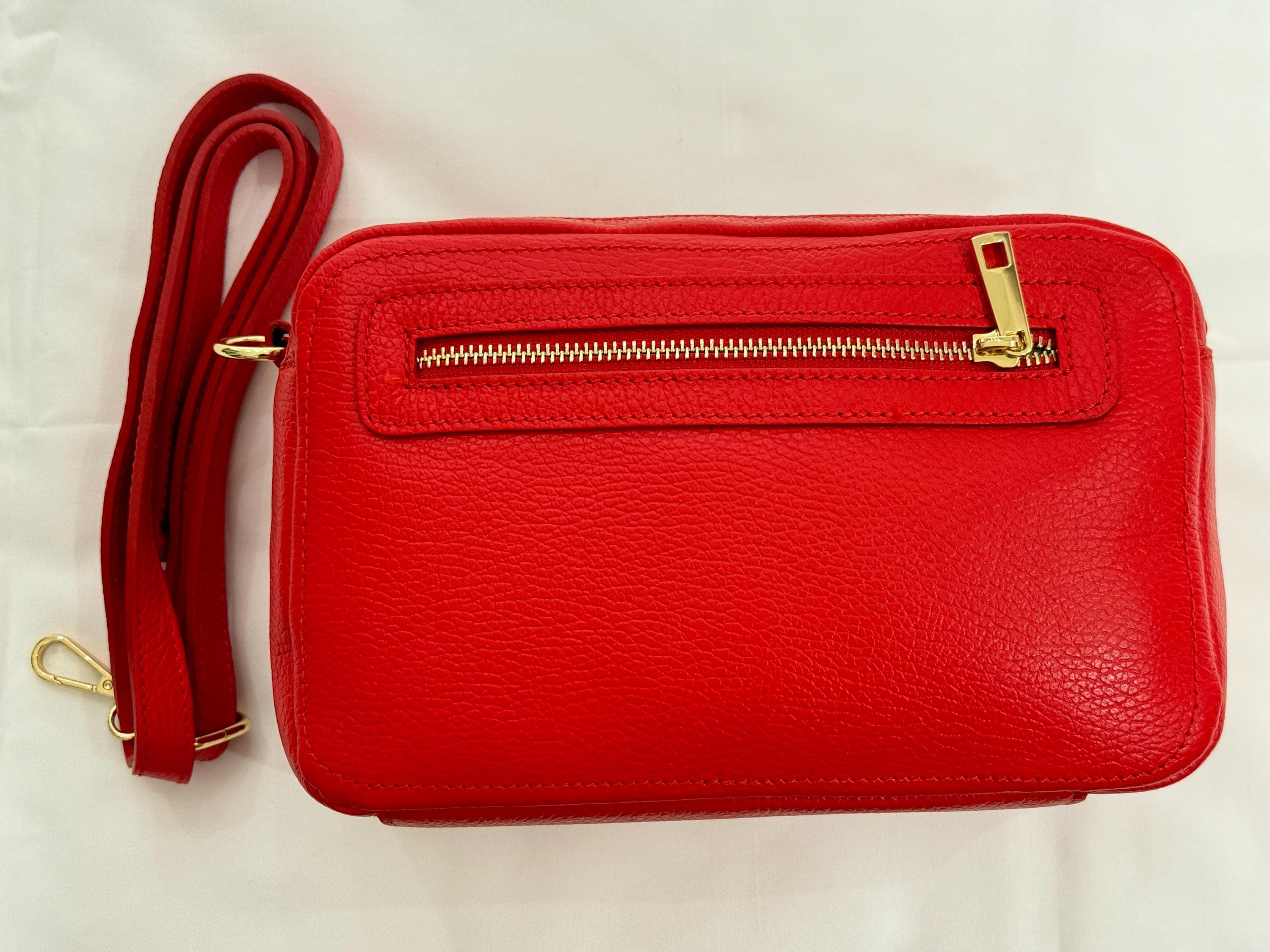 Elegant Red Leather Crossbody Bag - Perfect Gift for Women | Italian Handmade Style