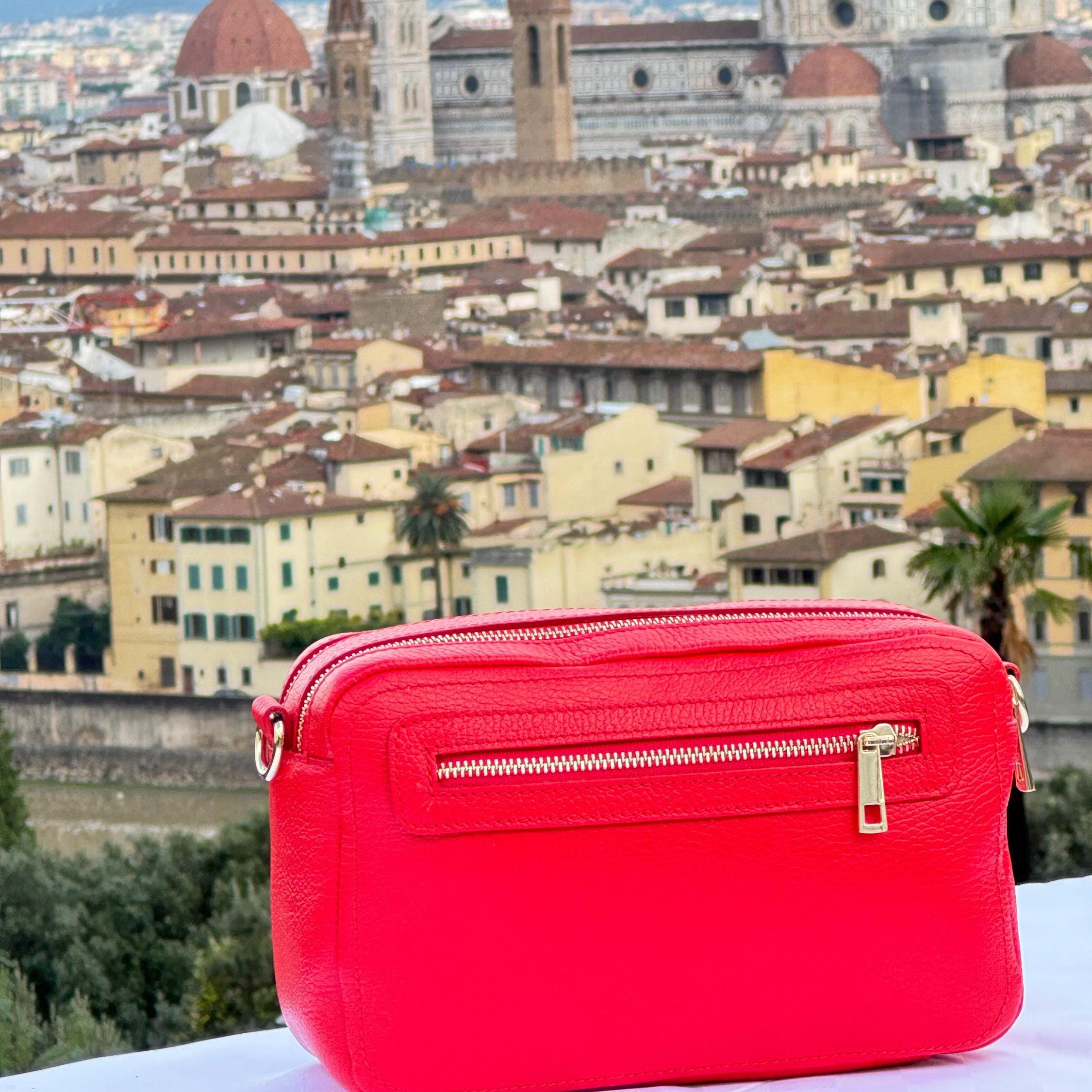 Elegant Red Leather Crossbody Bag - Perfect Gift for Women | Italian Handmade Style