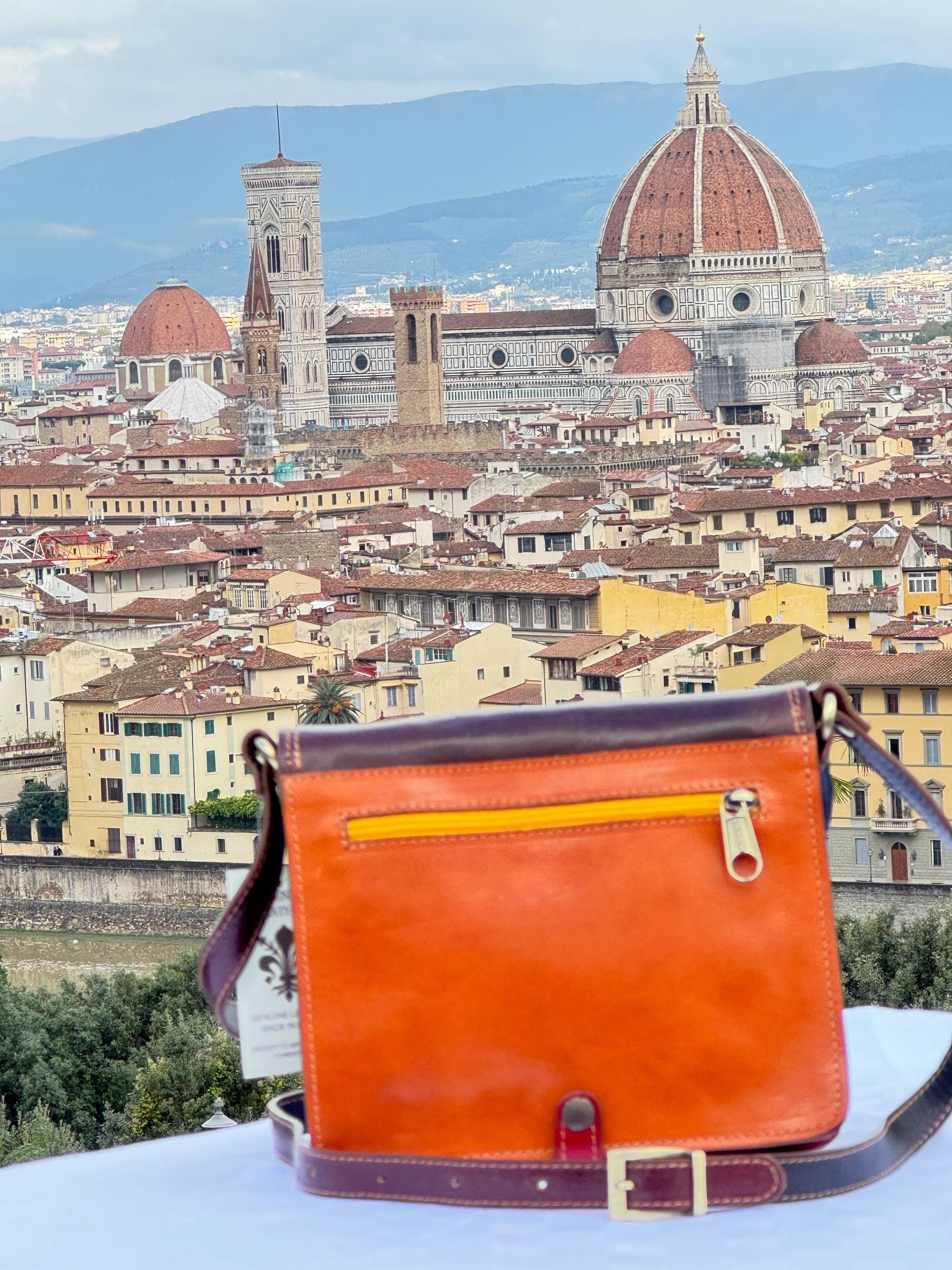 Italian Multi-Tone Leather Shoulder Bag – Doctor Bag– Travel bag Handcrafted in Florence for Women