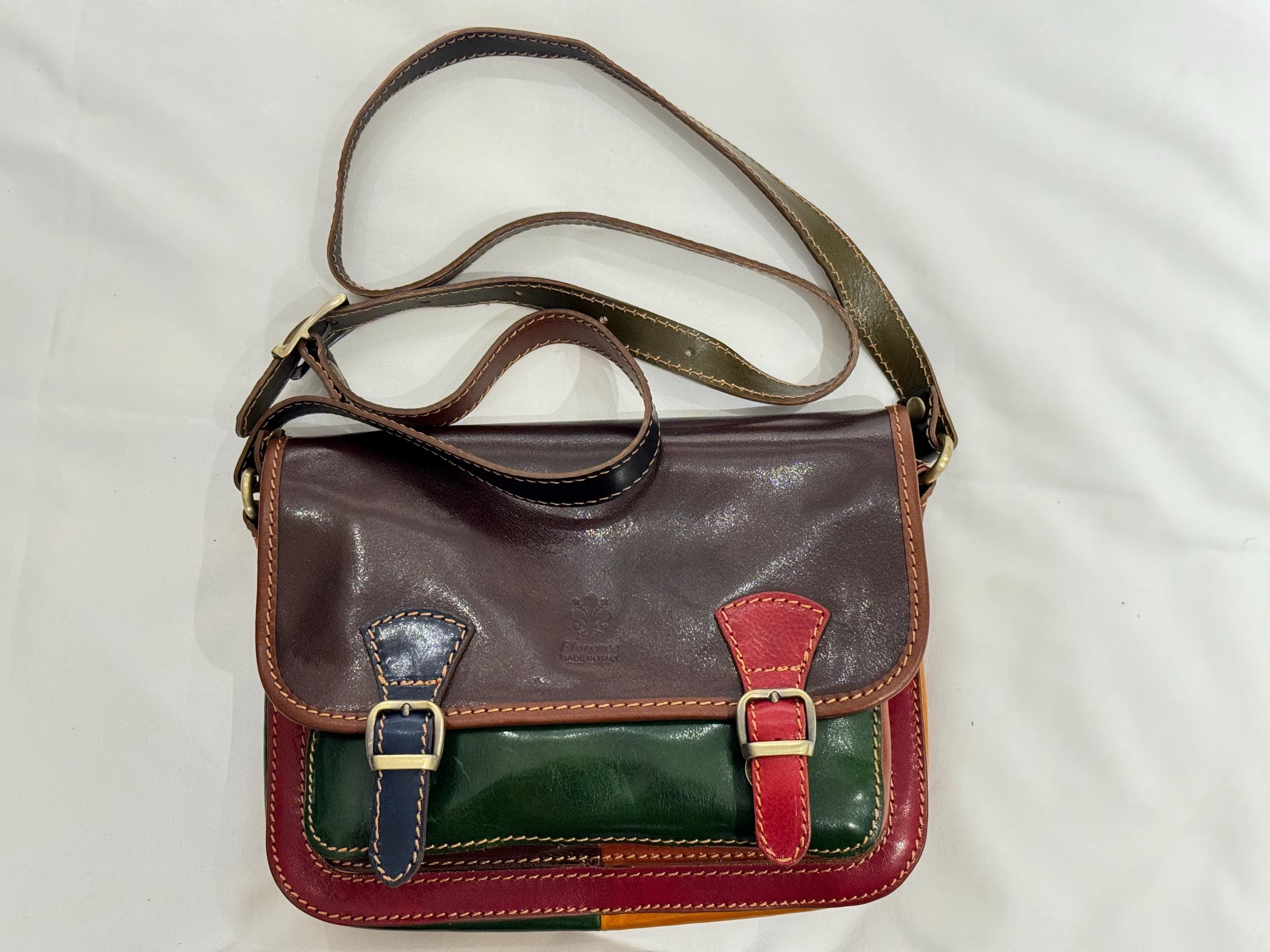 Women's Italian Leather Multicolor Doctor, Travel, Laptop & Crossbody Bag - Vibrant Patchwork Design