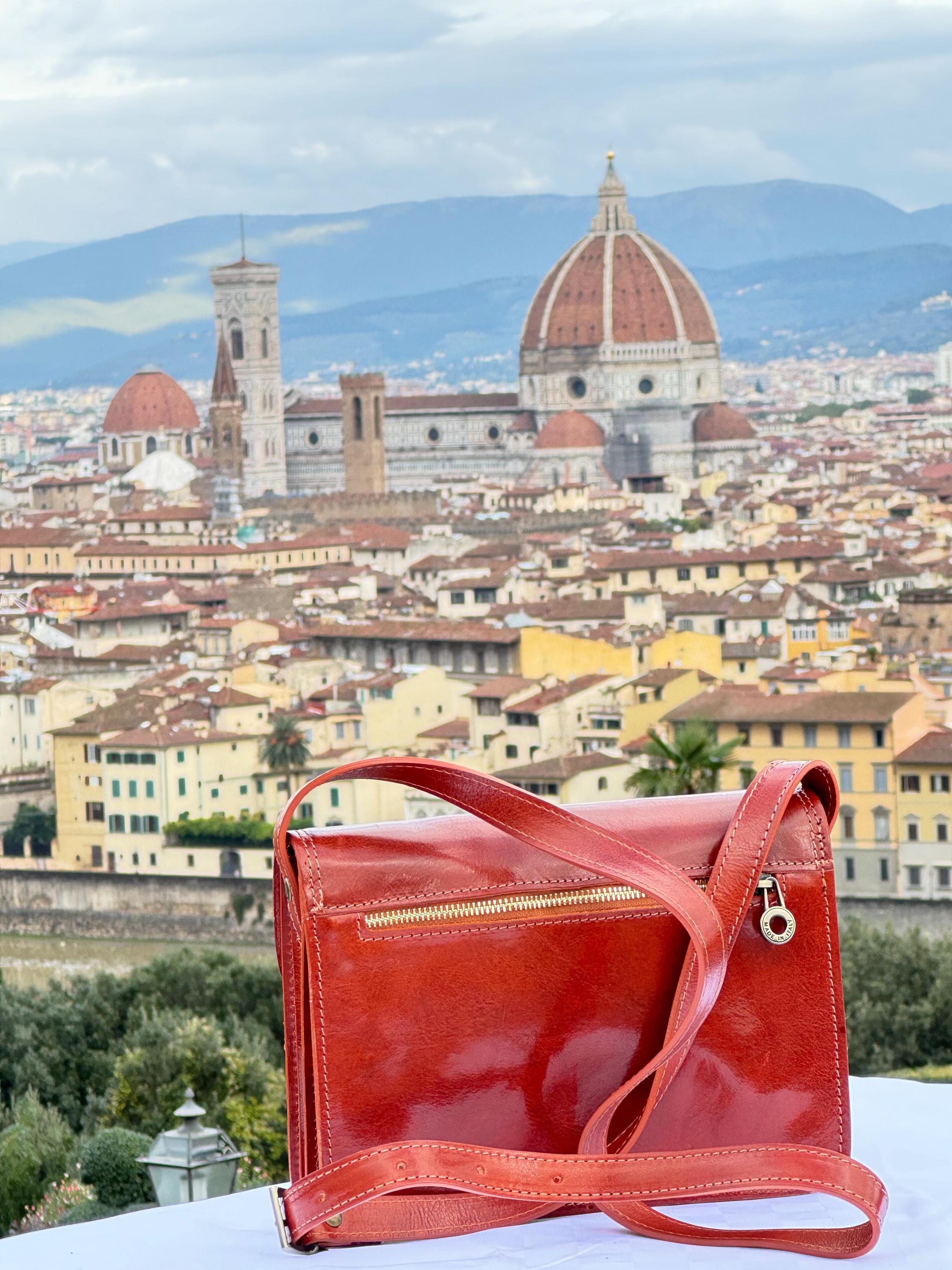 Elegant Brown Italian Leather Crossbody Bag Women with Brass Buckle Closure Made in ITALY - Chic Everyday Essential