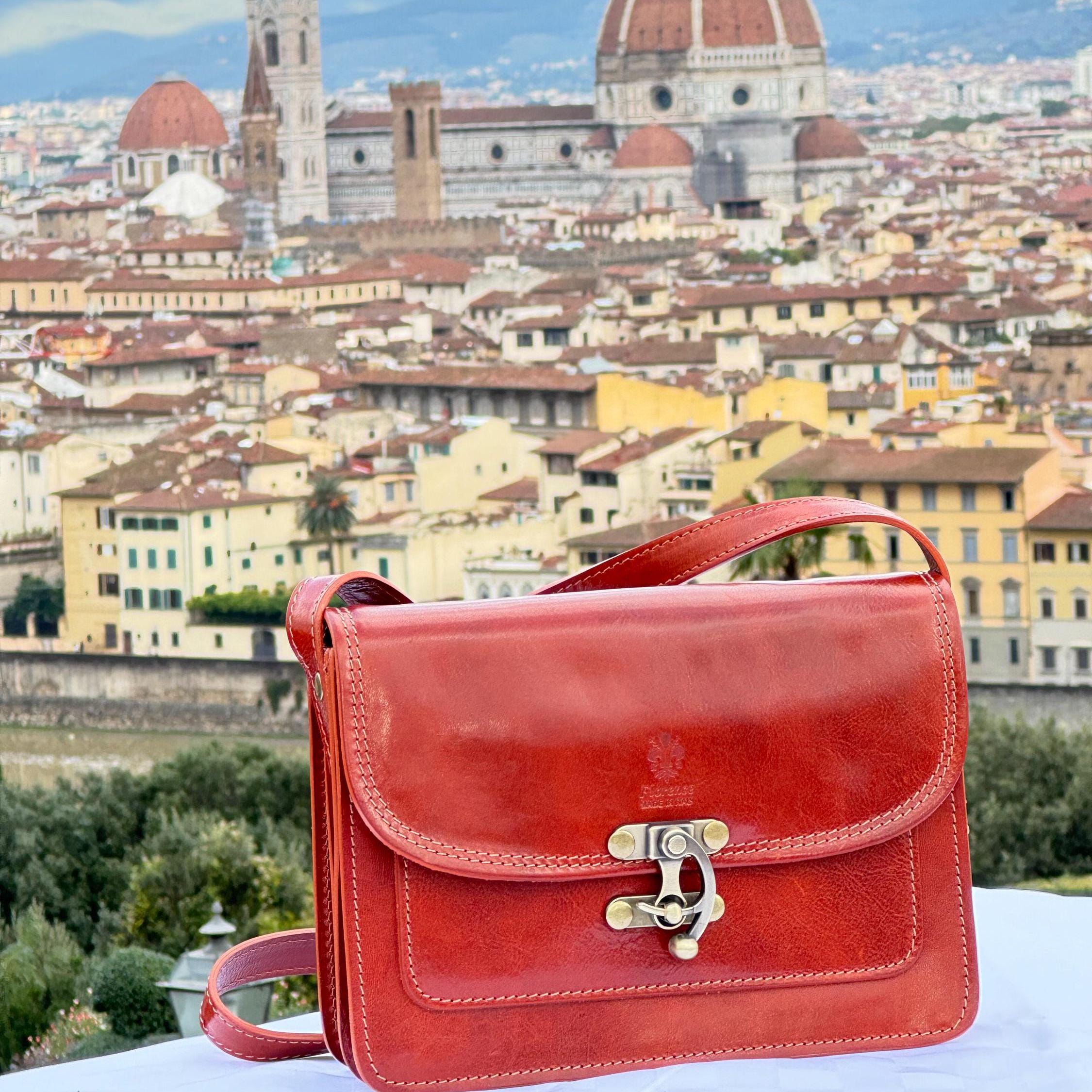 Elegant Brown Italian Leather Crossbody Bag Women with Brass Buckle Closure Made in ITALY - Chic Everyday Essential