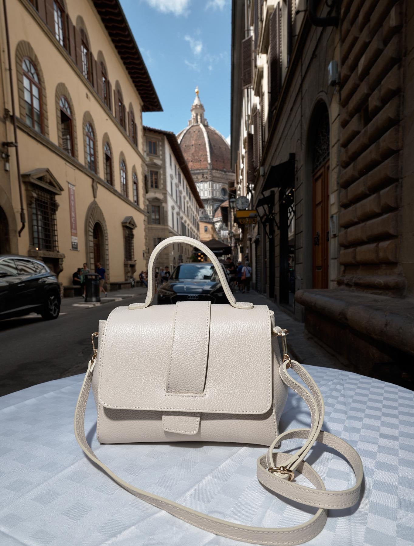 Italian Handmade White Leather Handbag , Elegant and Versatile Designer Bag from Florence , Classic Crossbody Purse by ChicMilano