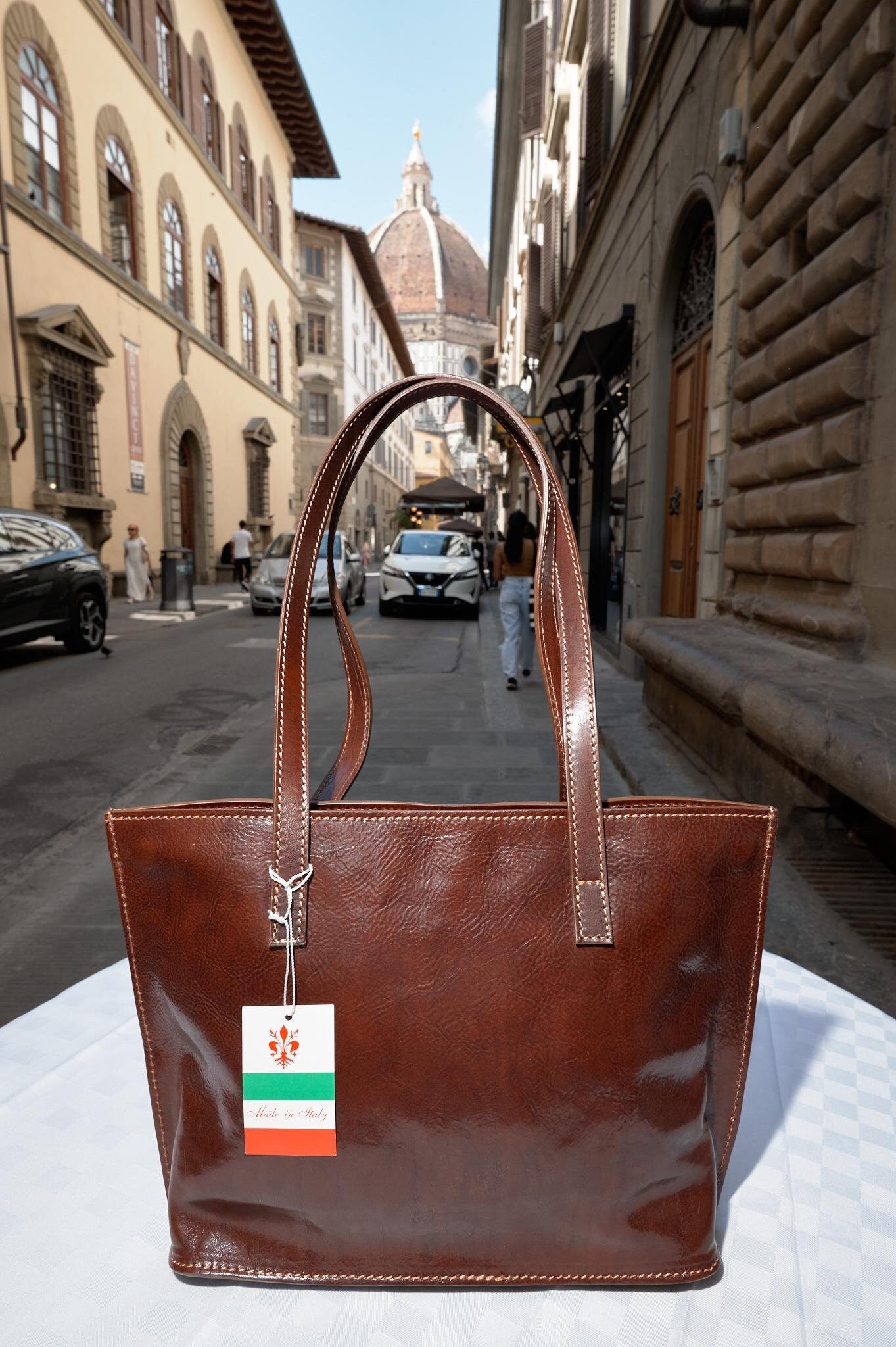 Italian Handmade Brown Leather Tote Bag , Elegant and Spacious Designer Bag from Florence , Classic Everyday Handbag by ChicMilano