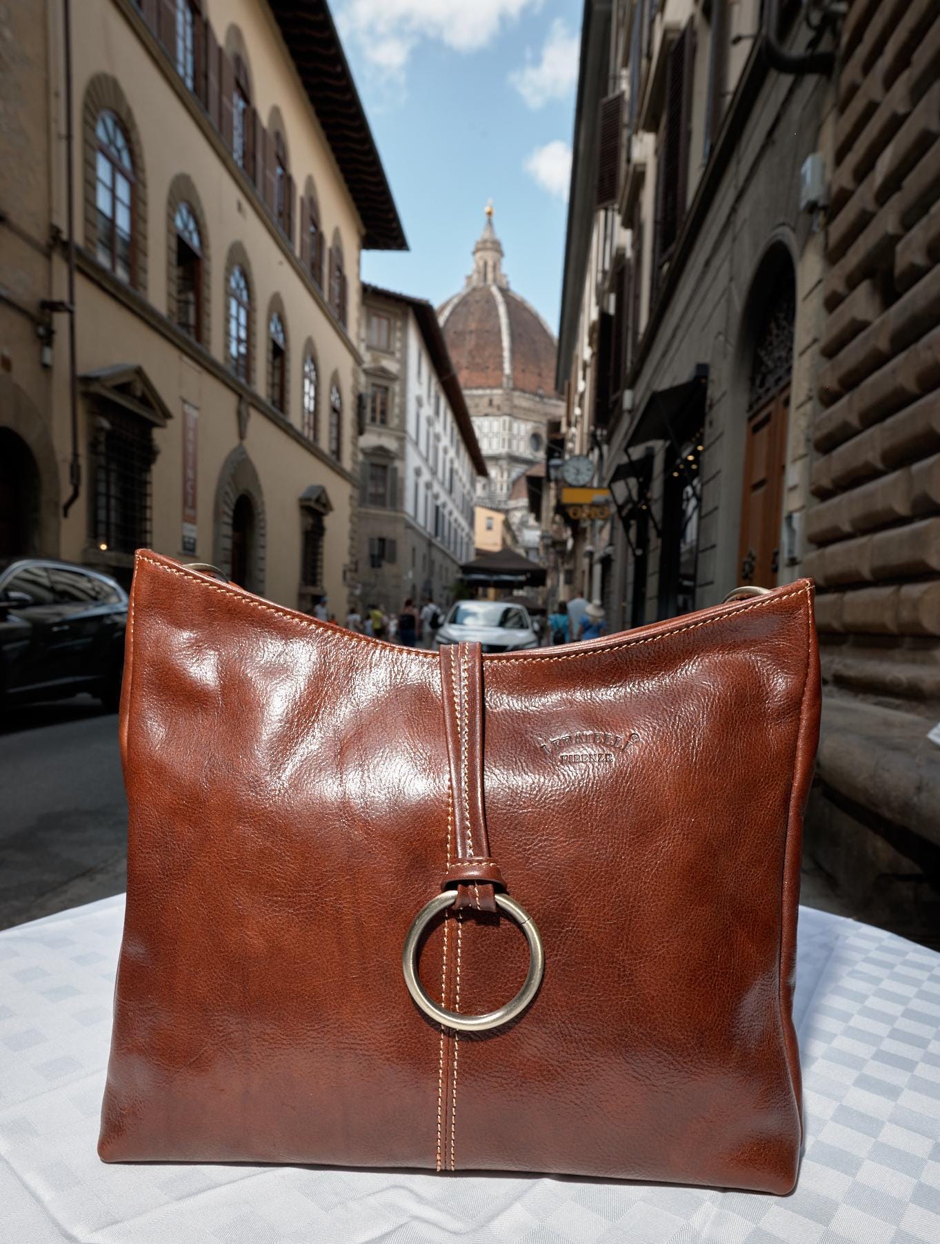 Italian Handmade Brown Leather Bag , Elegant Minimalist Designer Bag from Florence , Premium Everyday Handbag by ChicMilano