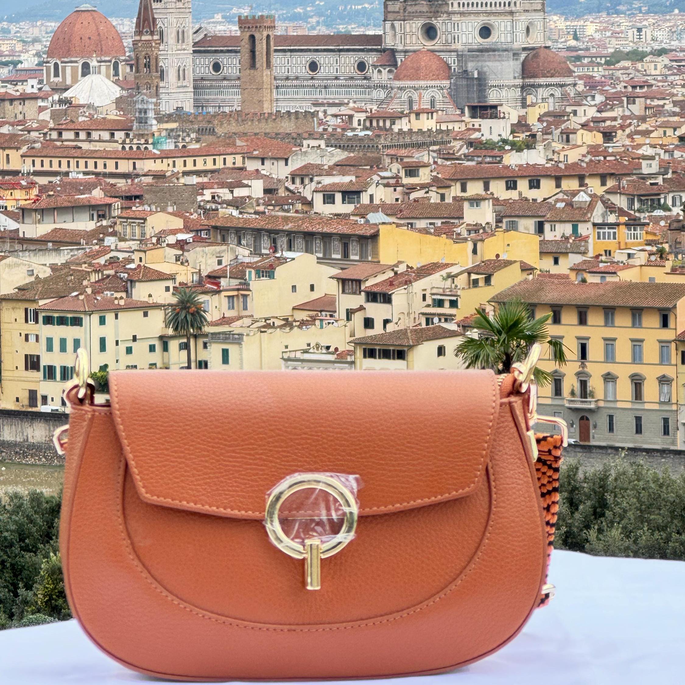 Italian Handmade Leather Bag for Women | Elegant Caramel Leather Crossbody from Florence | Made in Italy | Stylish Everyday Bag