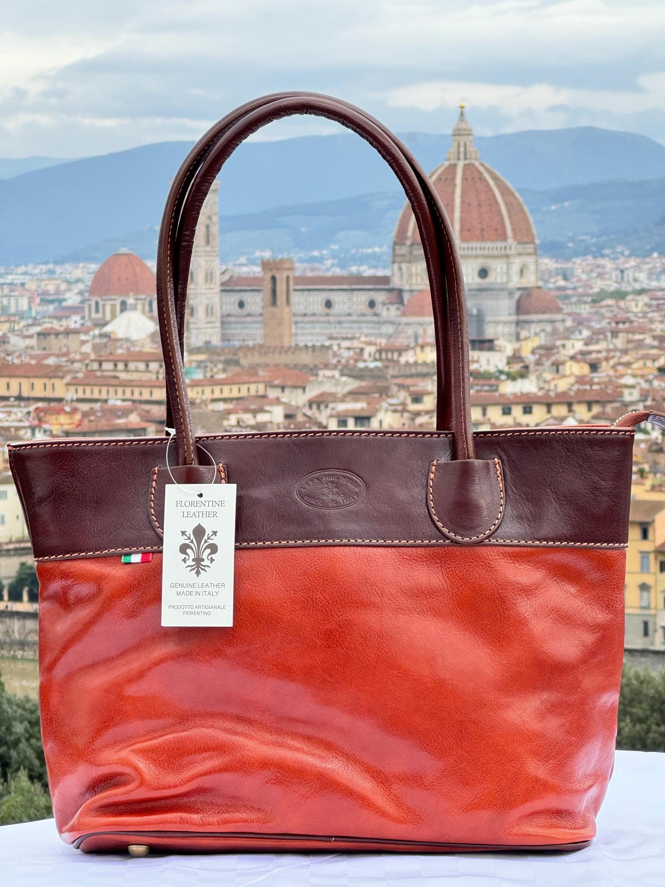 Italian Handmade Leather Bags For Women | Elegant Brown Leather Tote From Florence | Made in Italy