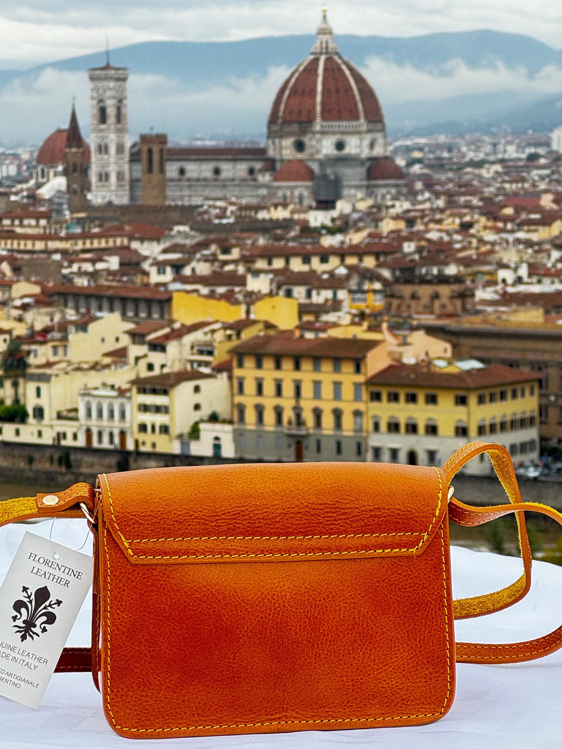 Handcrafted Italian Leather Crossbody Bag | Genuine Leather Tan Purse