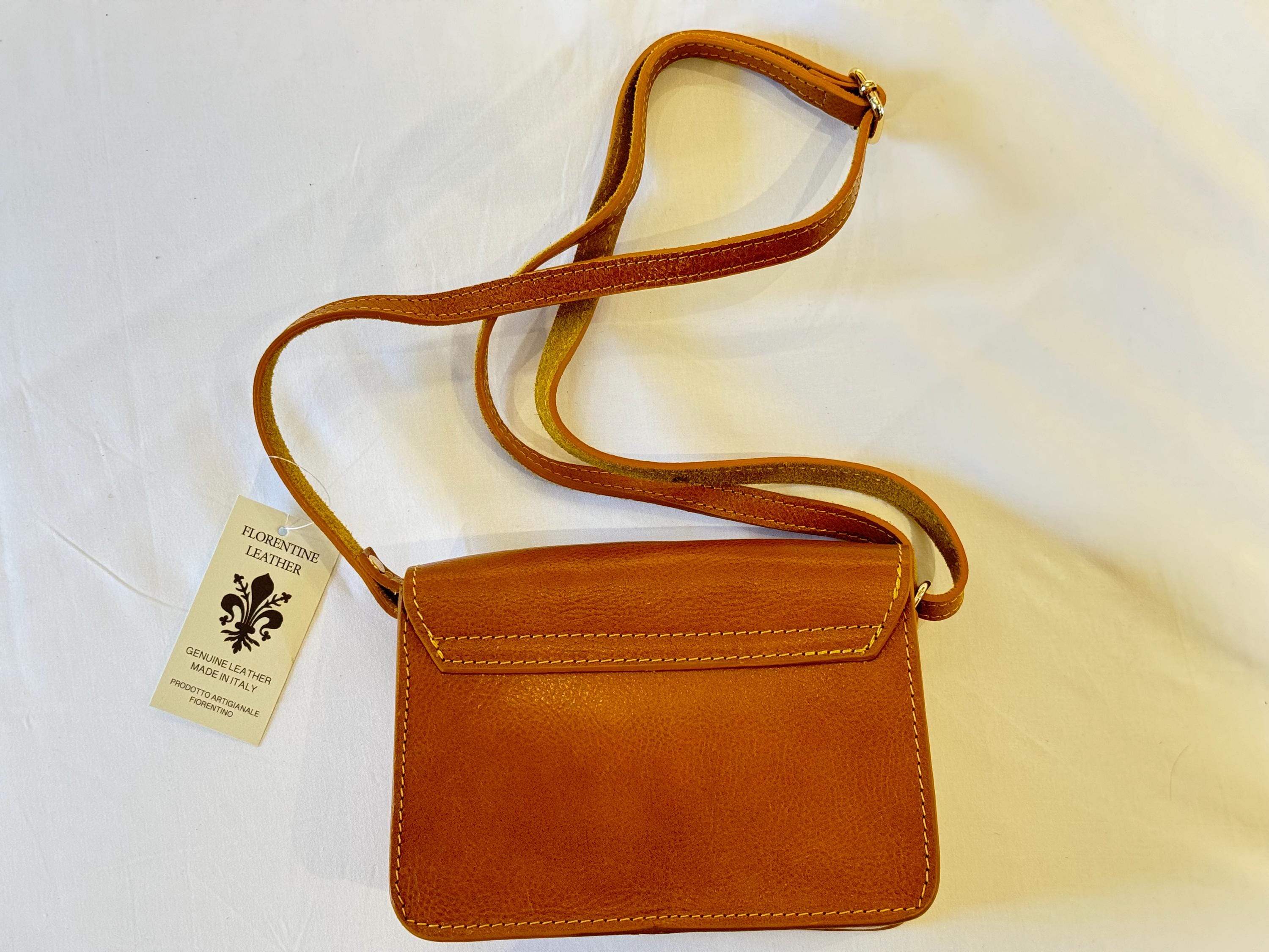 Handcrafted Italian Leather Crossbody Bag | Genuine Leather Tan Purse