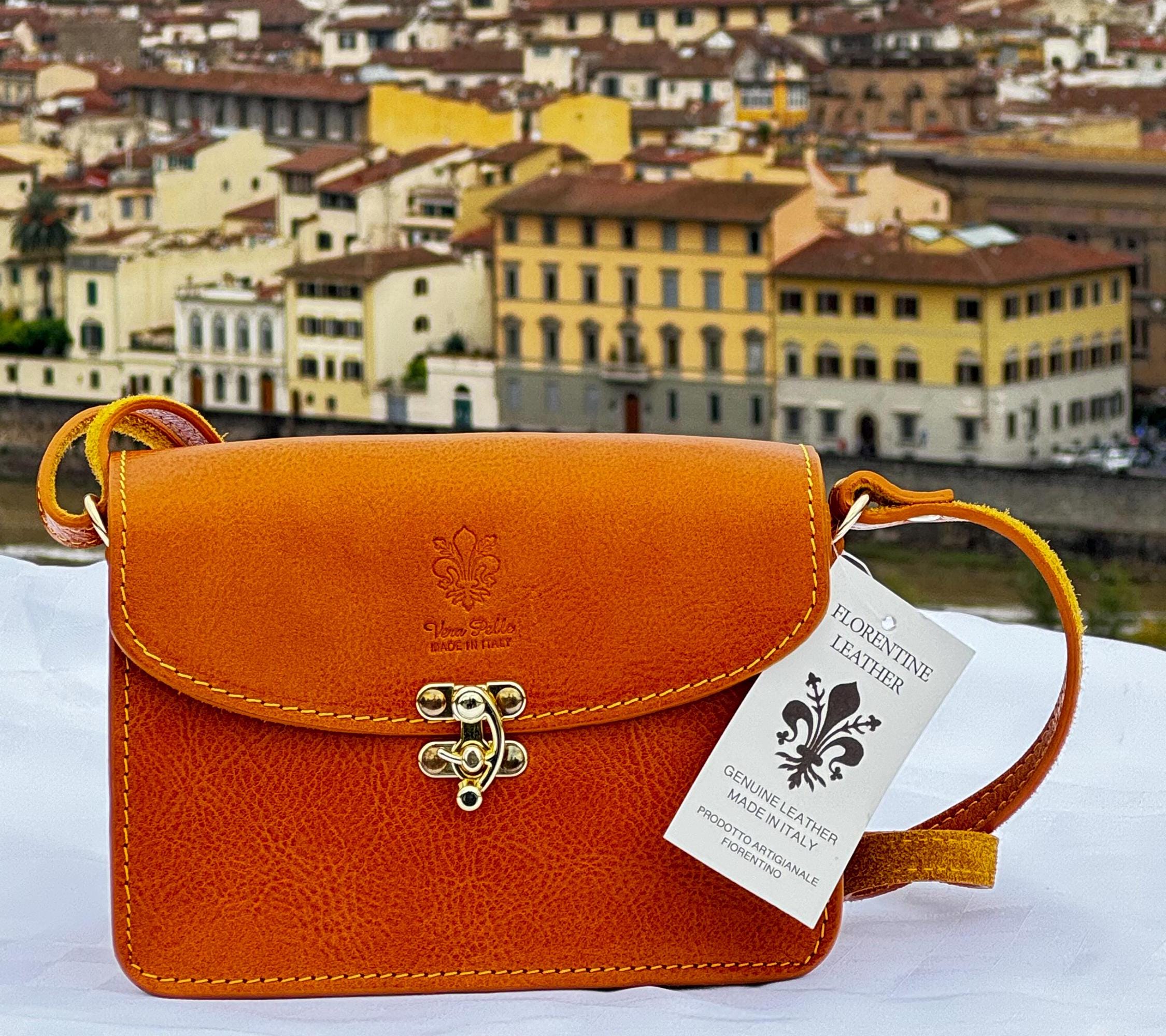 Handcrafted Italian Leather Crossbody Bag | Genuine Leather Tan Purse