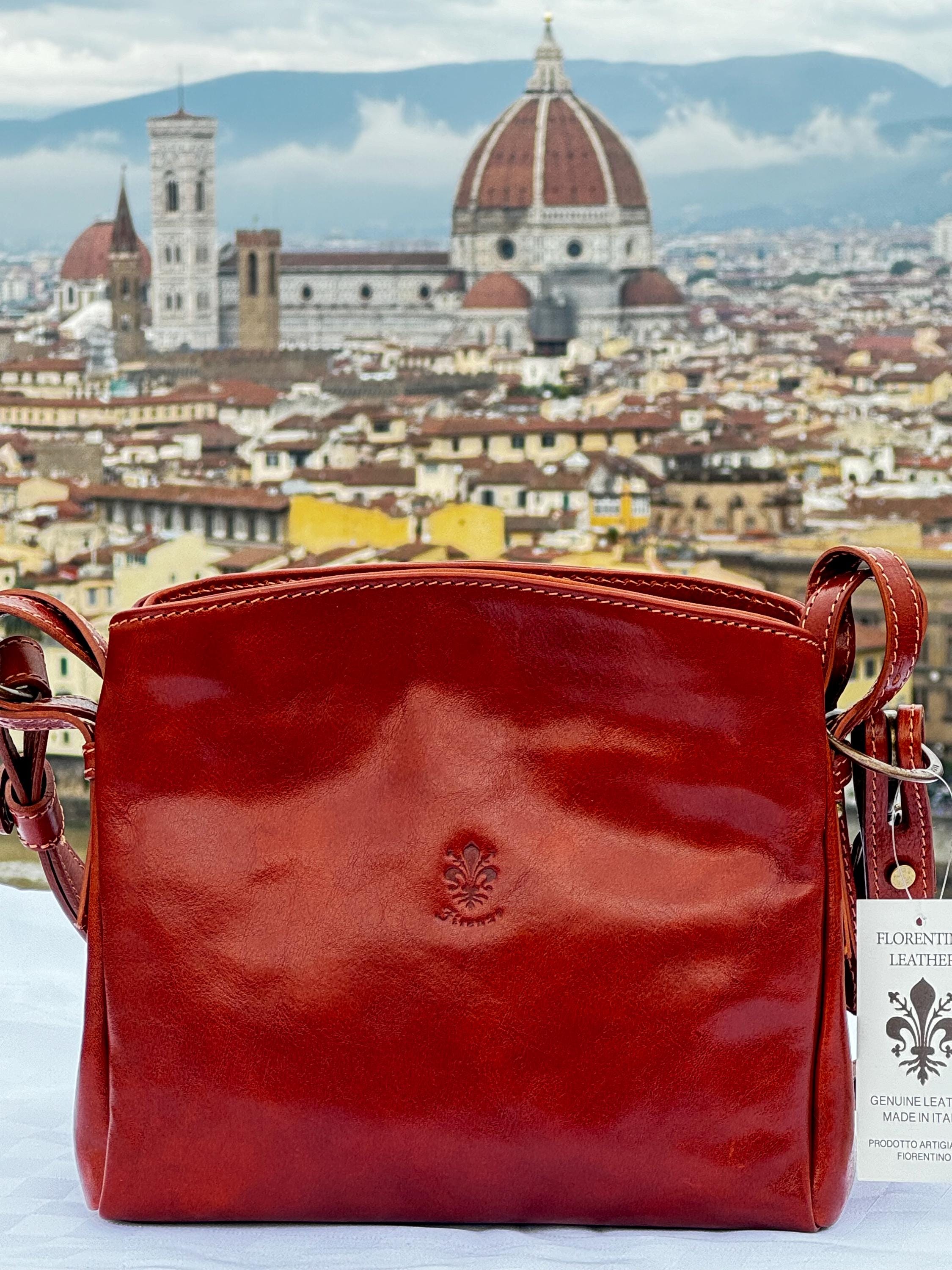 Elegant Italian Leather Crossbody Bag | Handmade Florentine Leather Purse