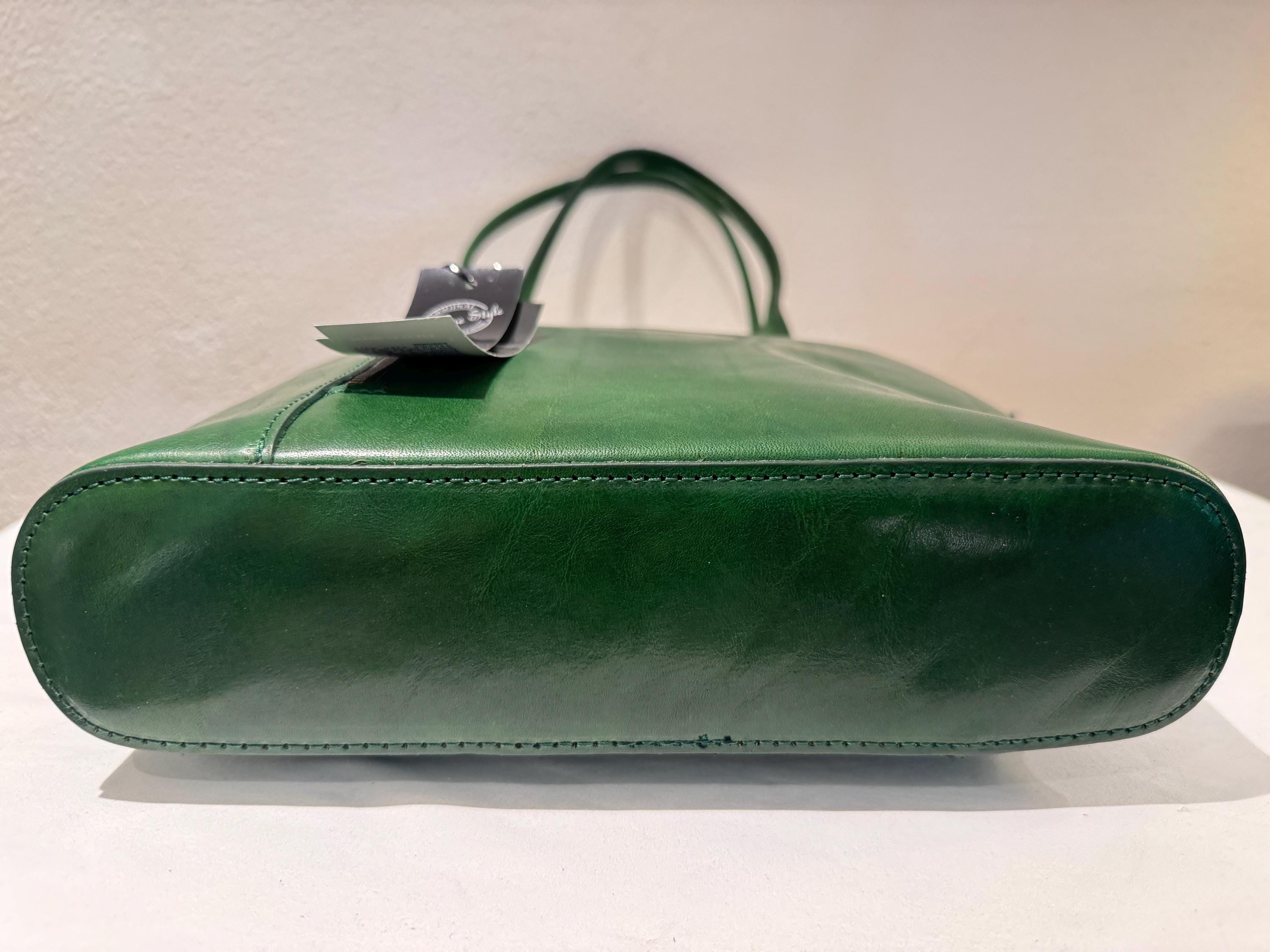 Italian Handmade Leather Bags For Women | Stylish Green Leather Tote From Florence, Made in Italy