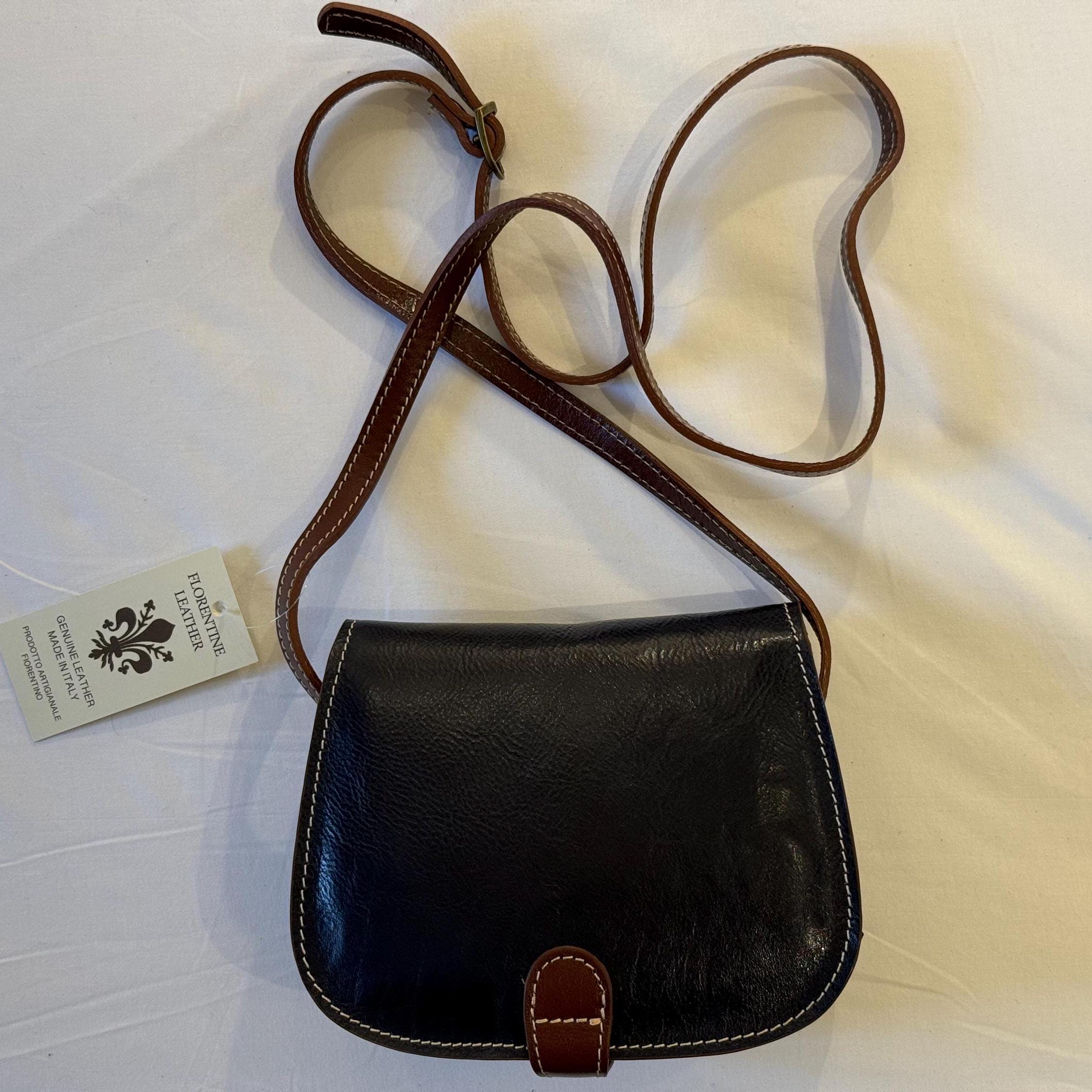 Handcrafted Italian Leather Crossbody Bag – Elegant Navy Saddle Bag from Florence