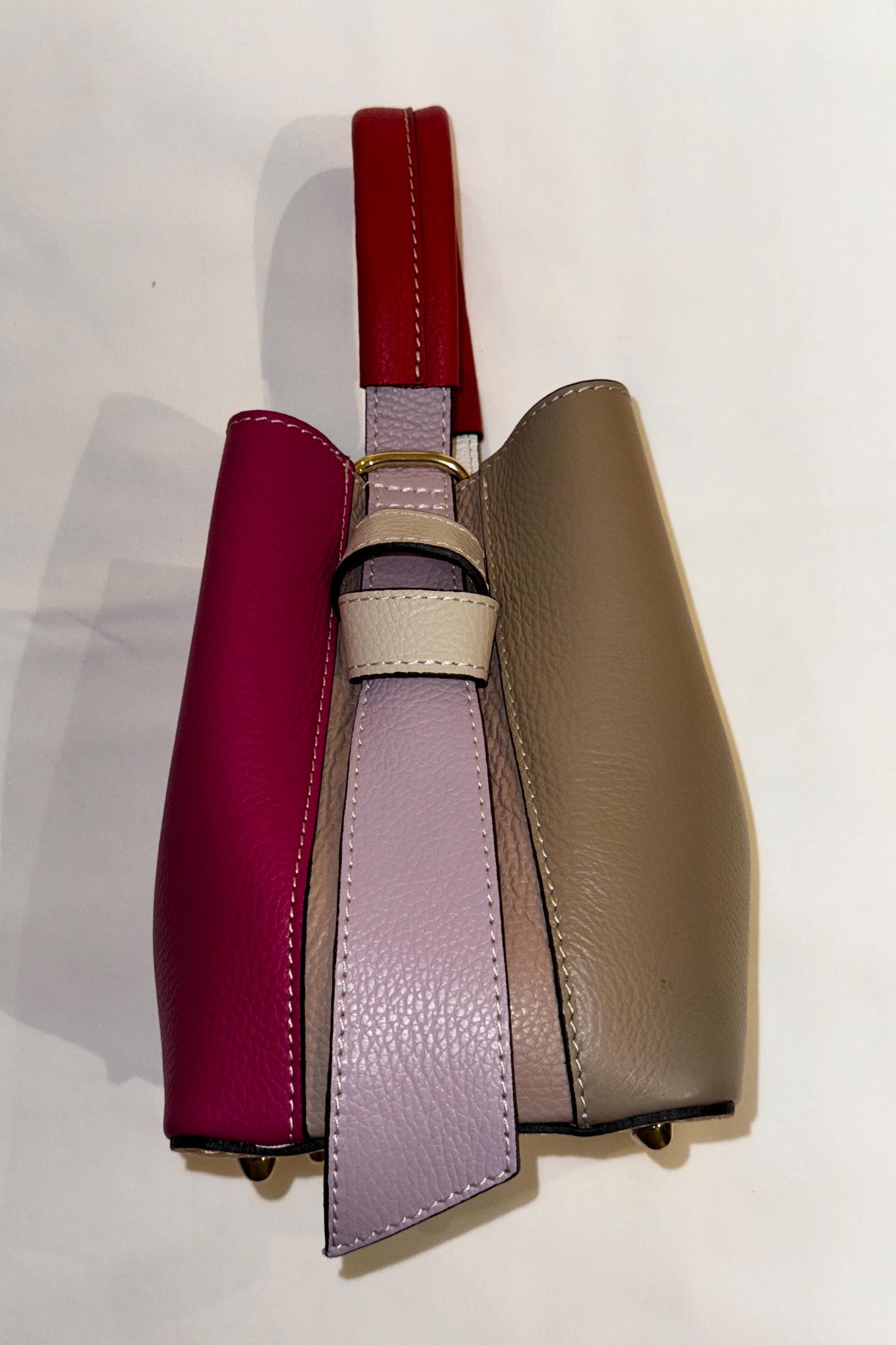 Multi-Color Italian Leather Bag with Wallet | Genuine Leather Handbag from Florence