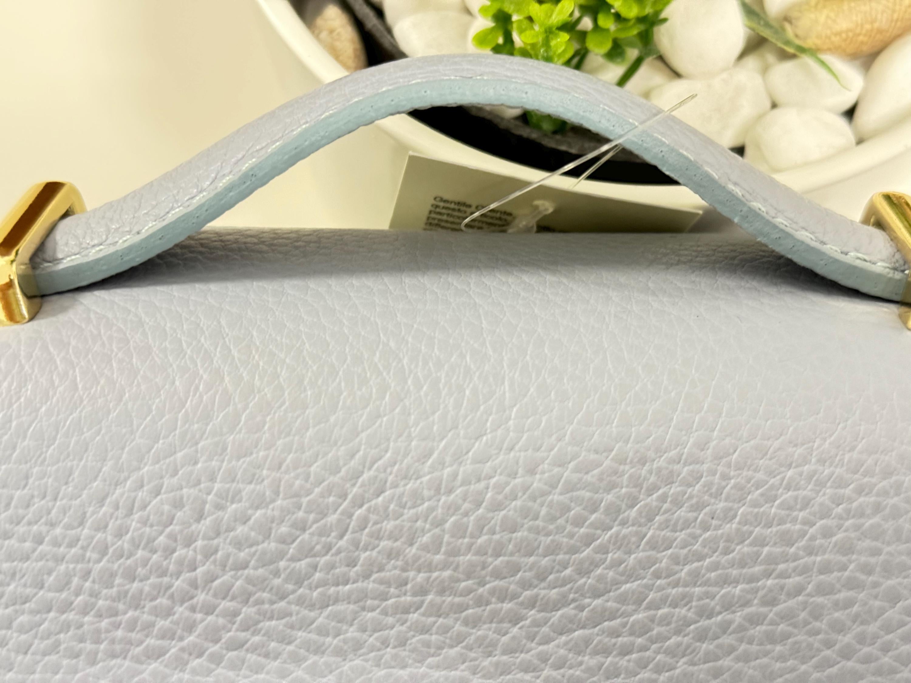 Italian Soft Light Blue Leather Bag | Elegant Handmade Italian Shoulder Bag