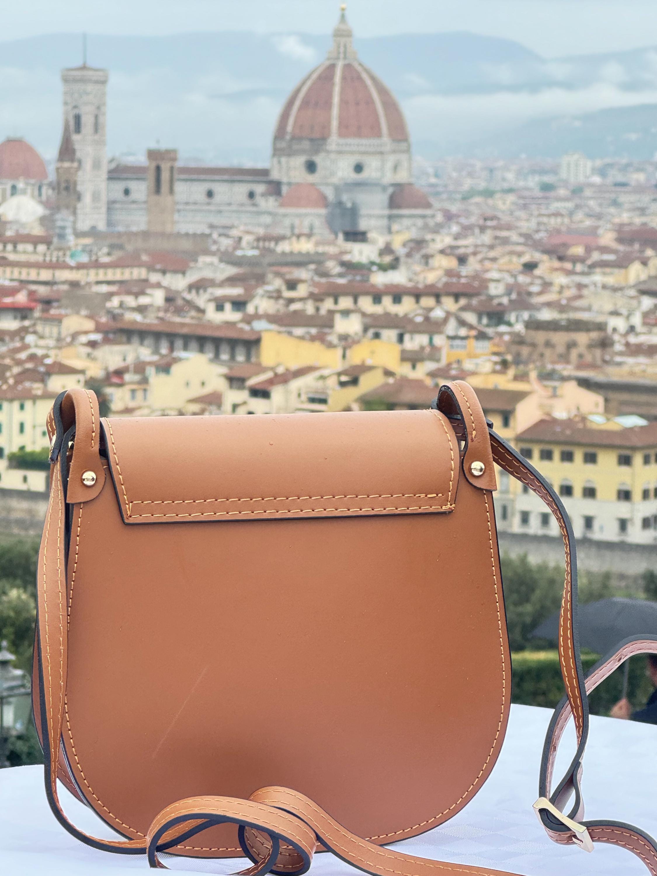 Italian Handmade Leather Bags for Women | Stylish Camel Crossbody Bag from Florence, Made in Italy