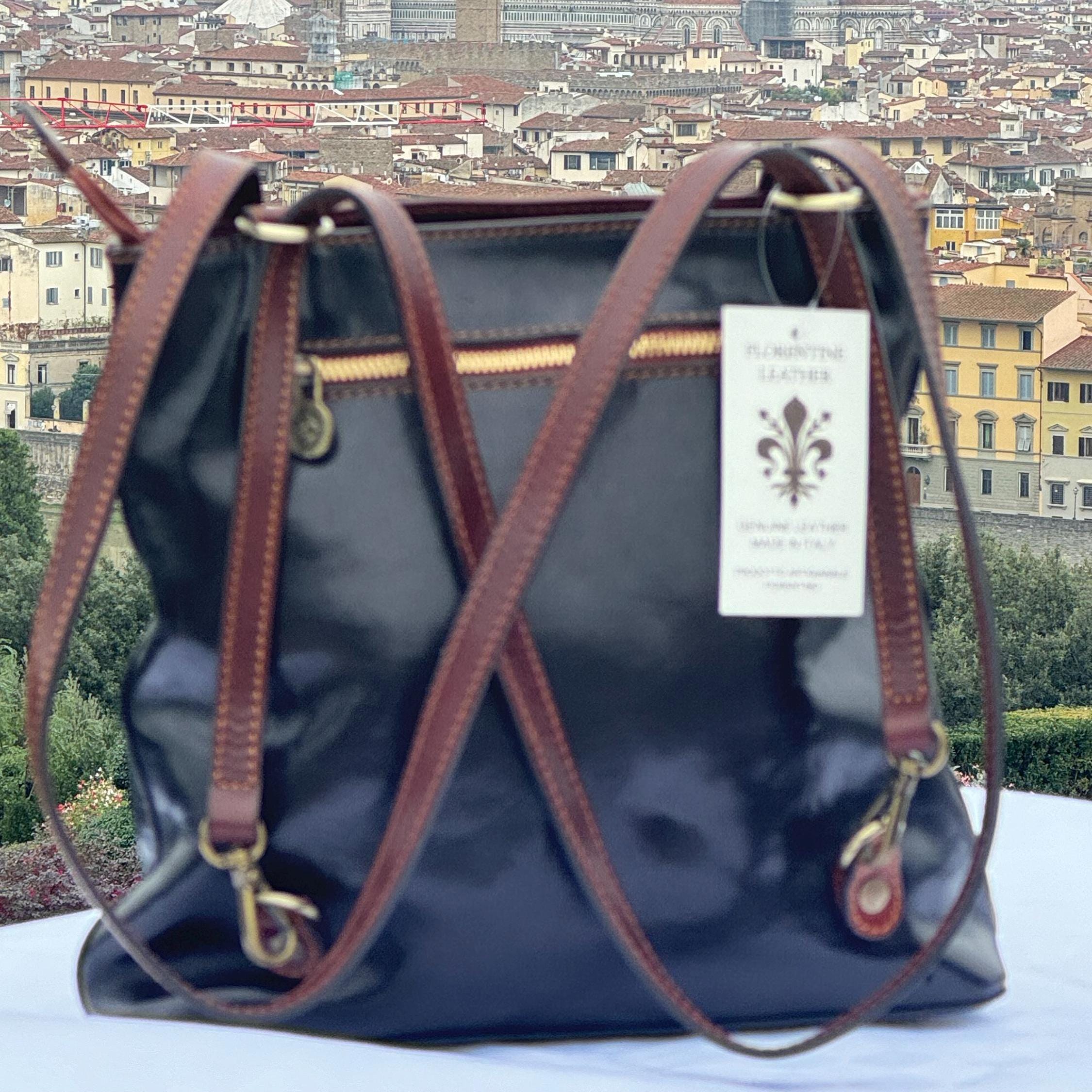 Italian Handmade Leather Bags For Women | Elegant Black and Brown Leather Shoulder Bag | Made in Italy