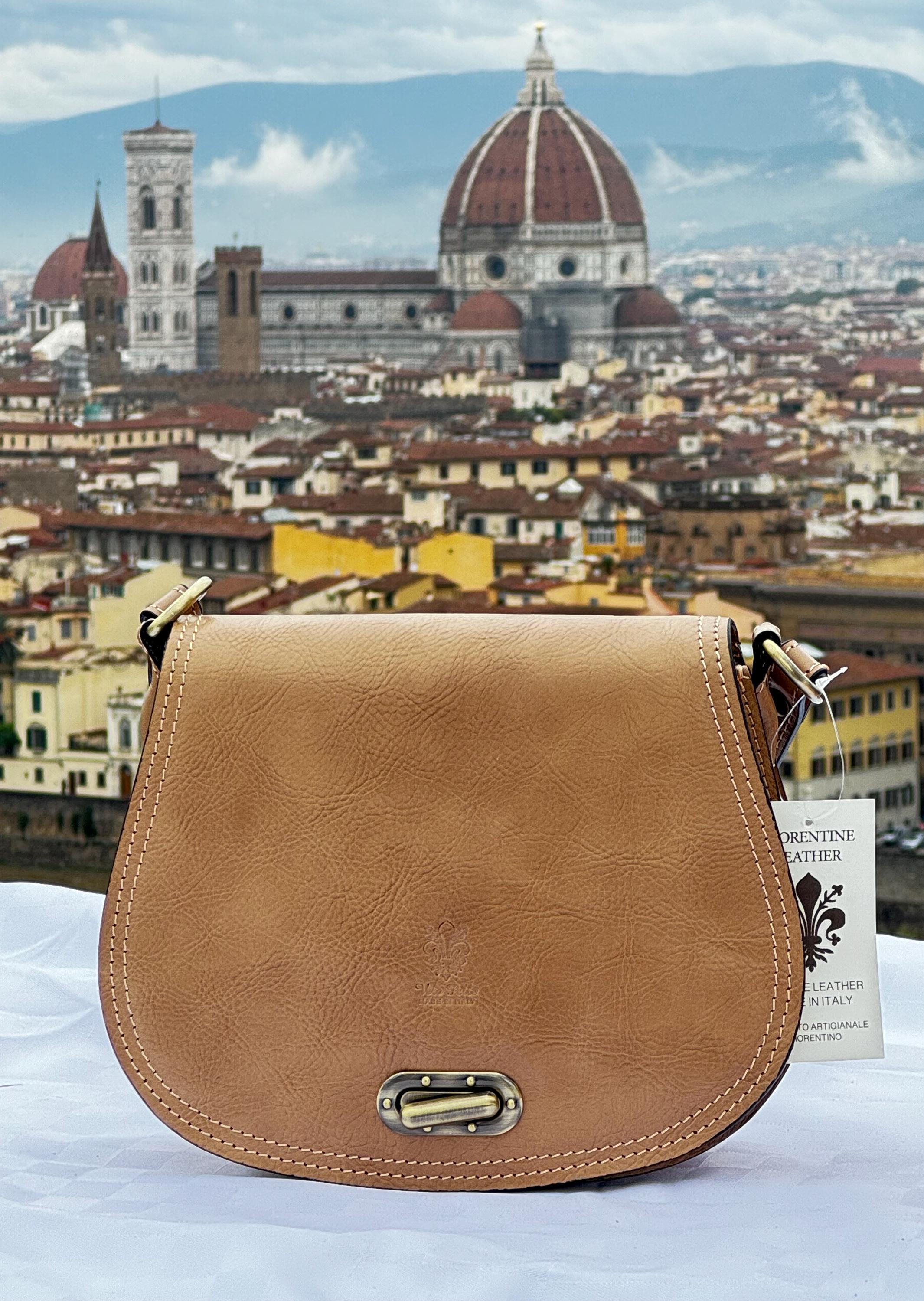 Elegant Italian Genuine Leather Crossbody Bag Women | Tan Florentine Leather with Adjustable Strap