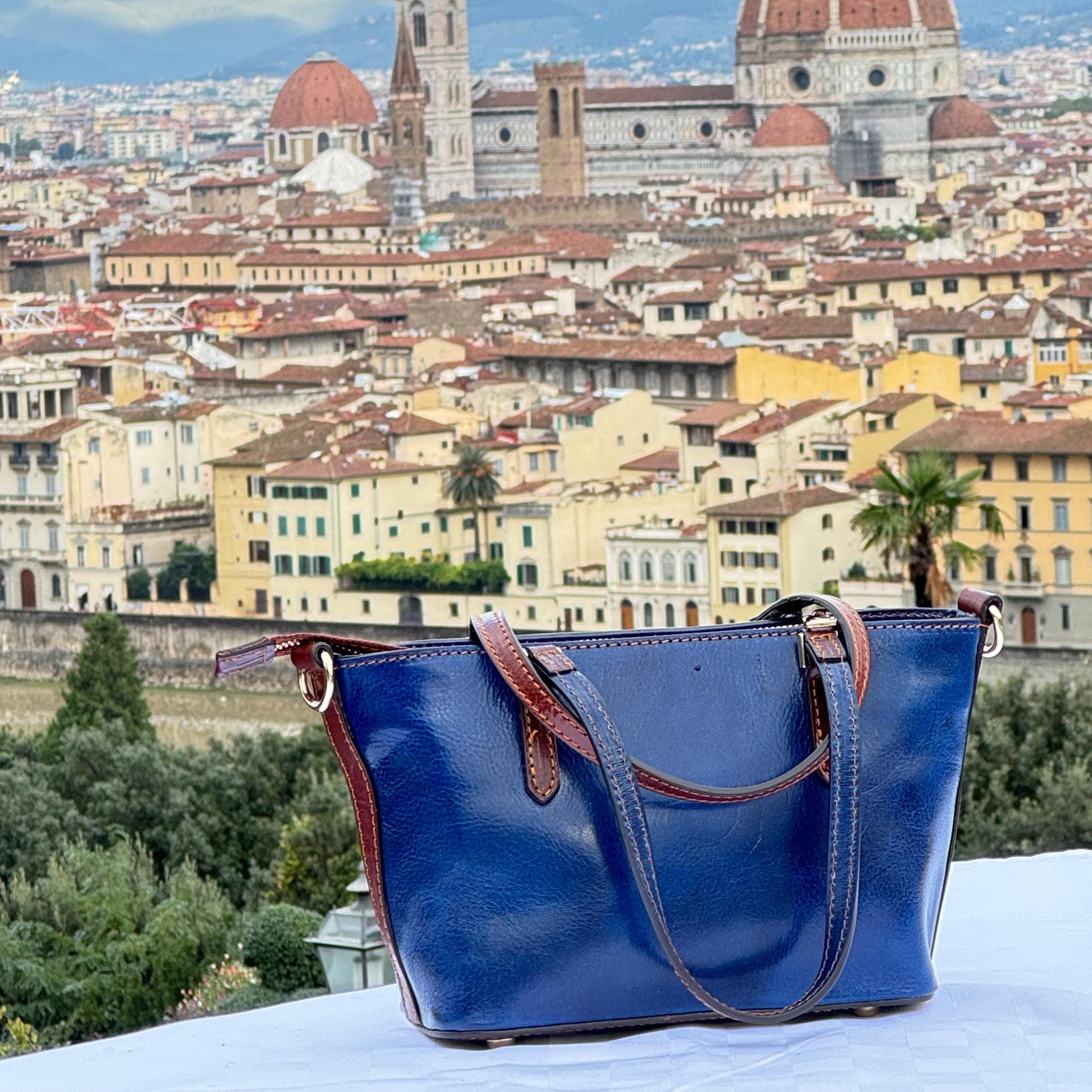 Handmade Italian Navy Blue Leather Tote Bag for Women – Elegant Everyday Style