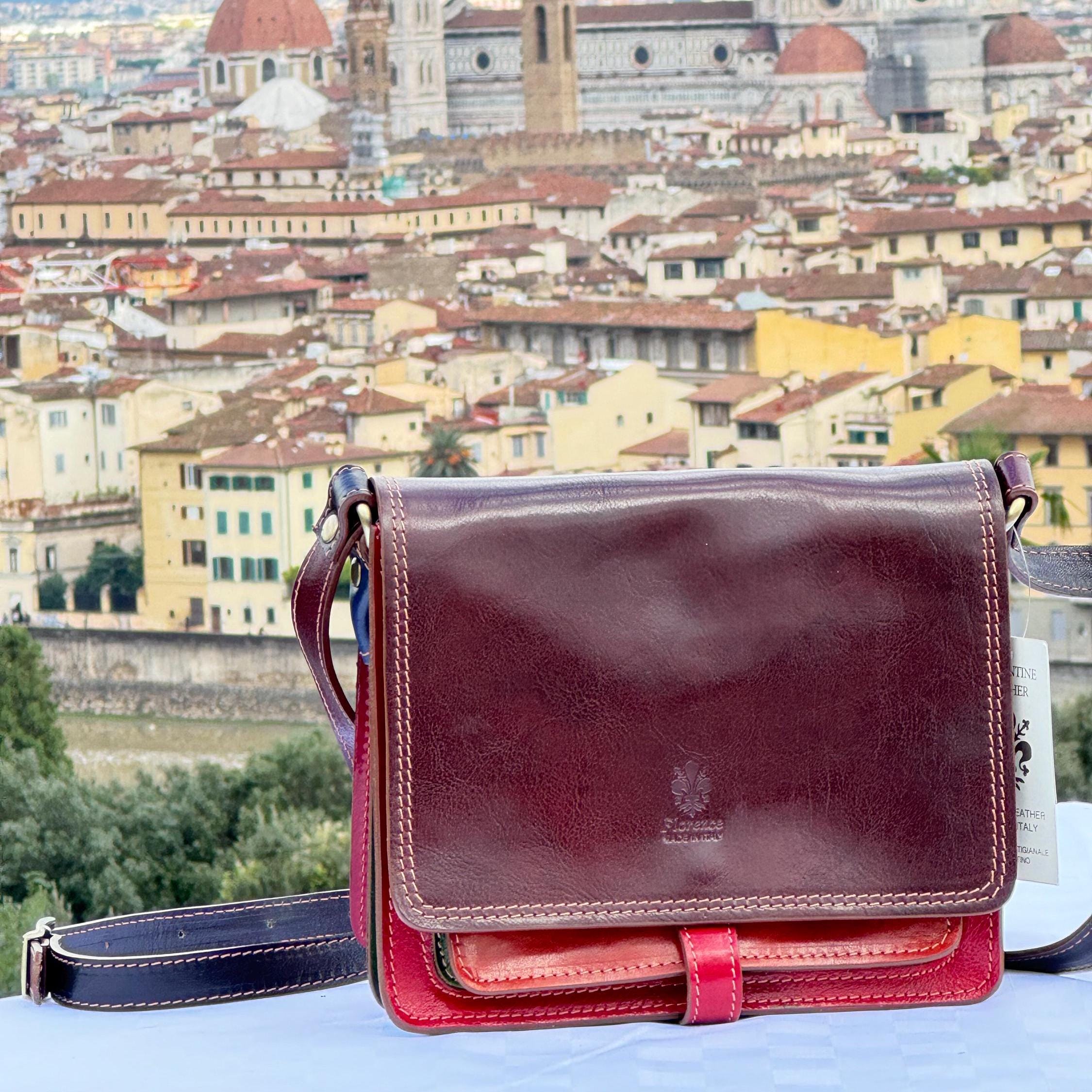 Italian Multi-Tone Leather Shoulder Bag – Doctor Bag– Travel bag Handcrafted in Florence for Women