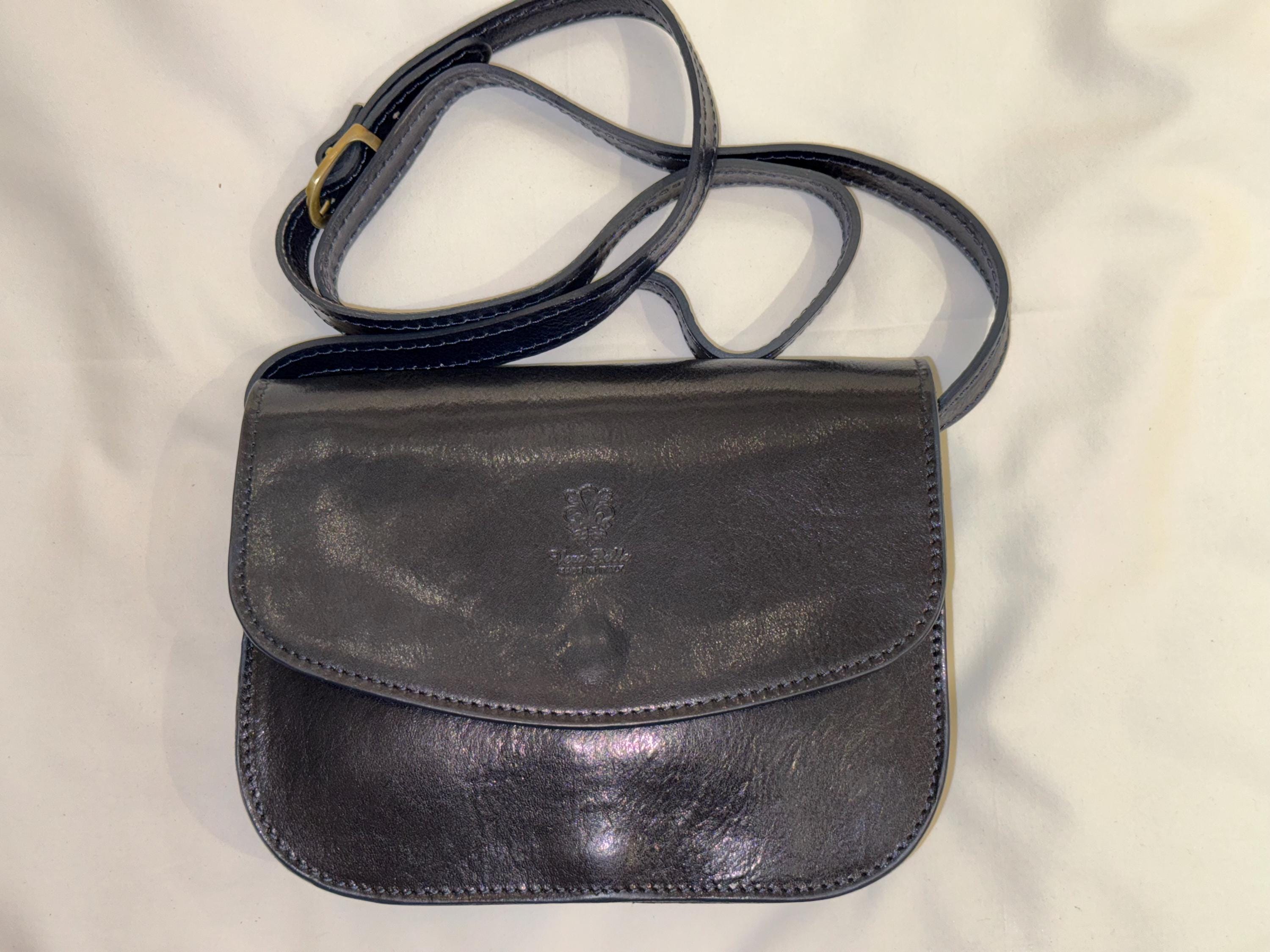 Women's Dark Blue Handmade Italian Leather Crossbody Bag – Made in Florence