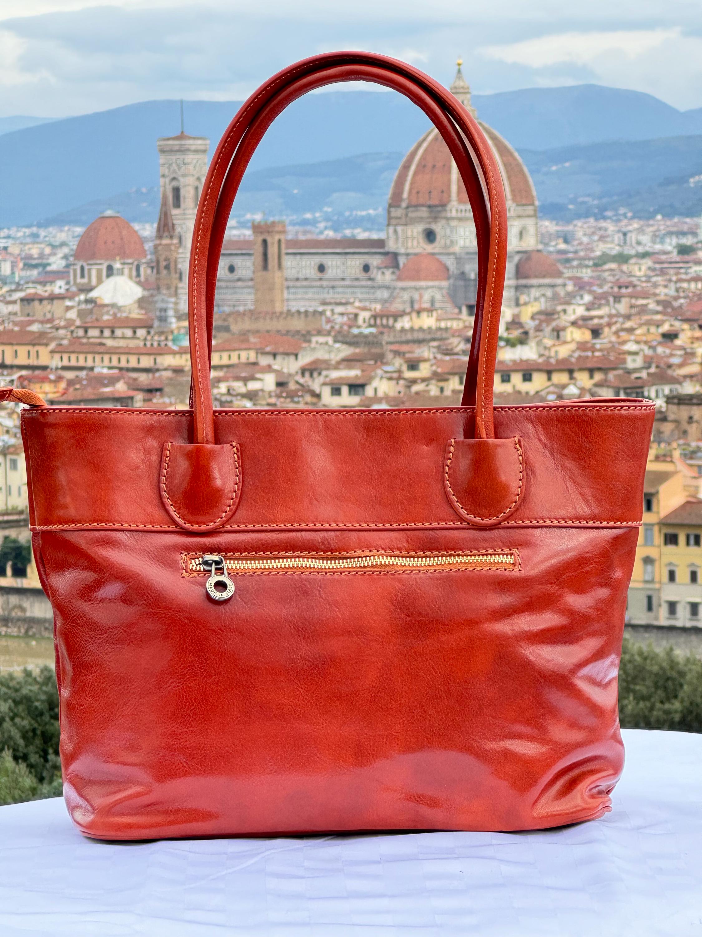 Italian Handmade Leather Bag for Women | Elegant Brown Leather Tote from Florence | Made in Italy | Stylish Handbag