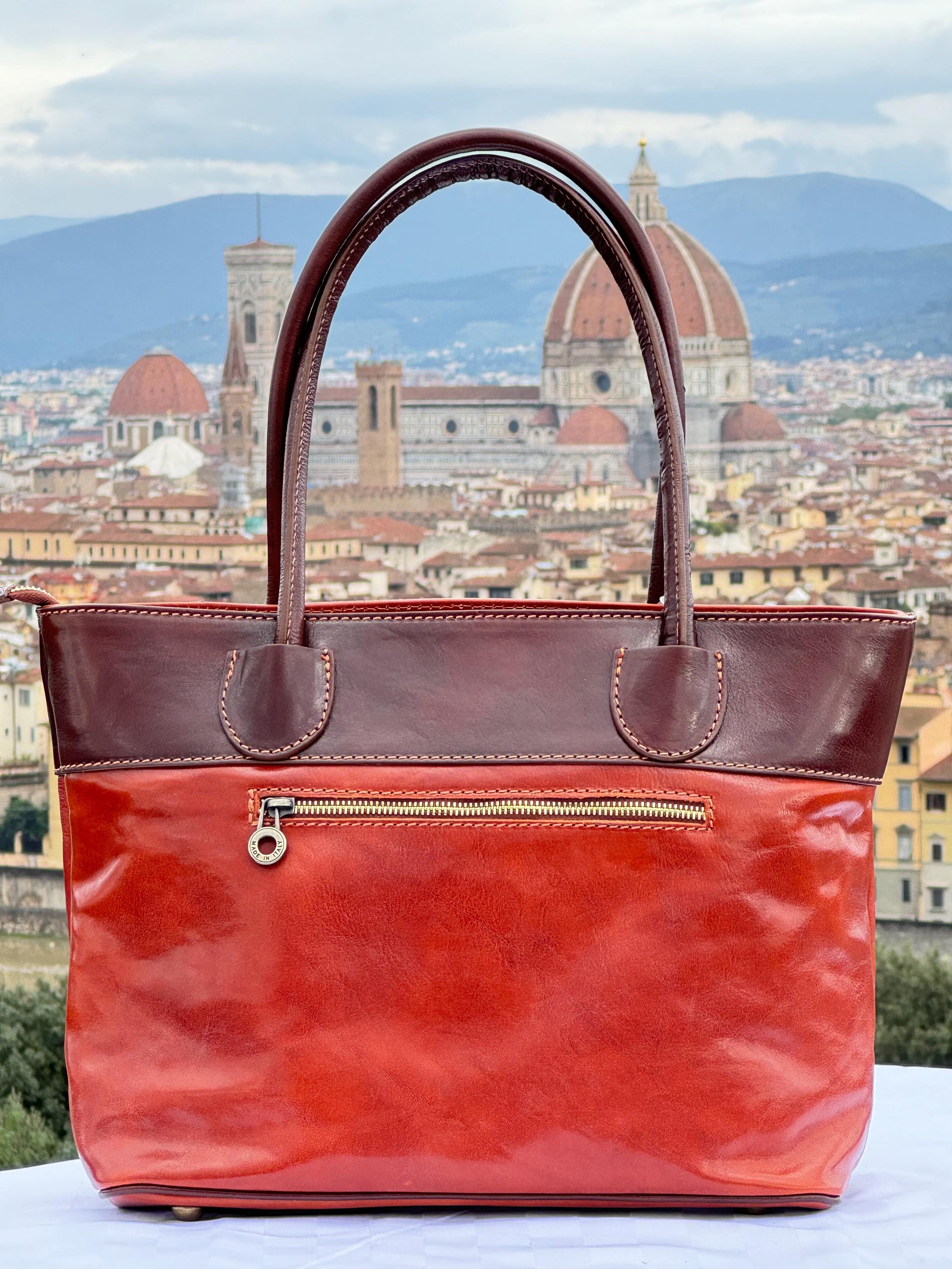 Italian Handmade Leather Bags For Women | Elegant Brown Leather Tote From Florence | Made in Italy