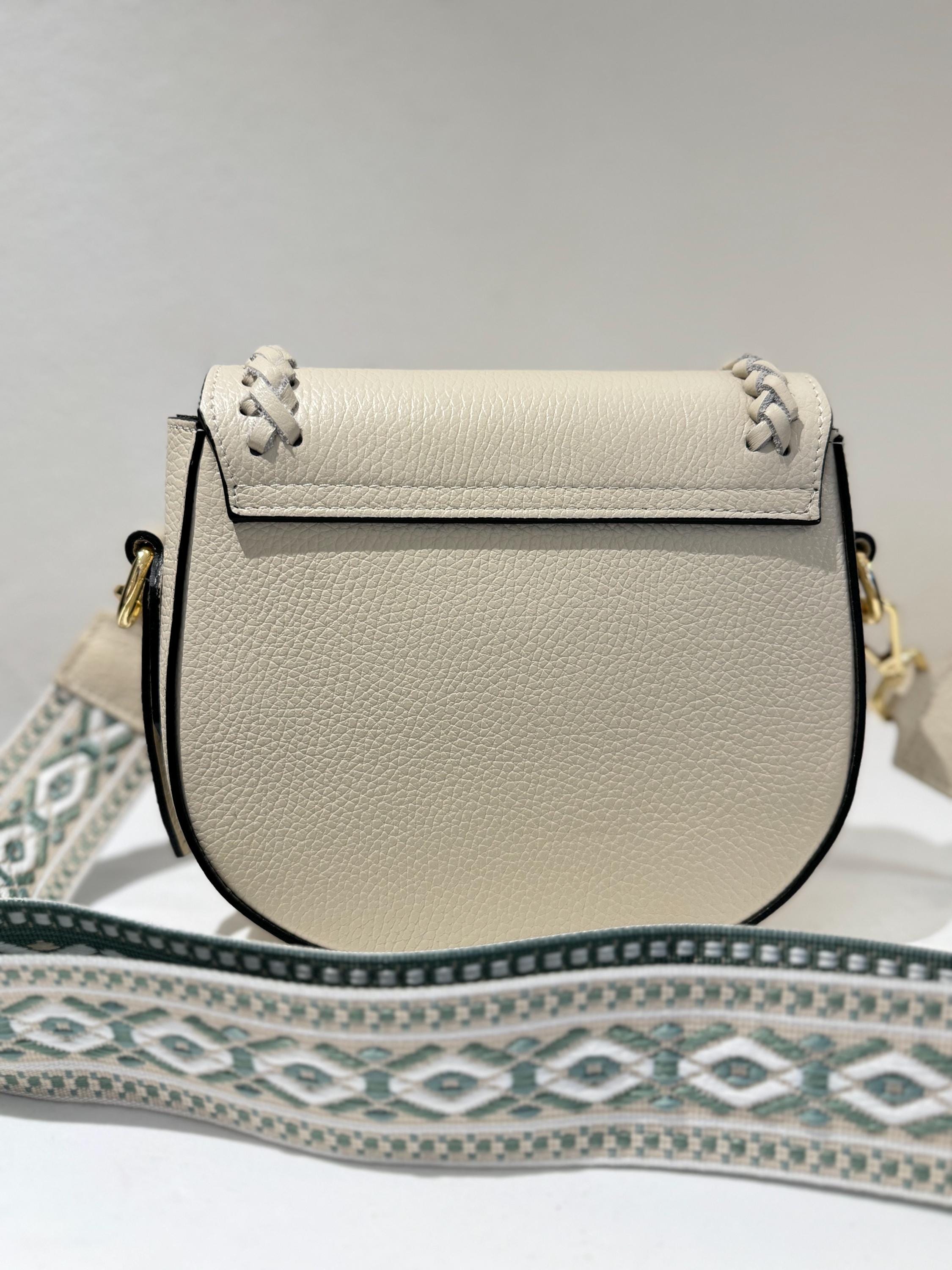 Italian Handmade Leather Bags For Women | Stylish Crossbody Bag From Florence, Beige Saddle Bag, Made in Italy