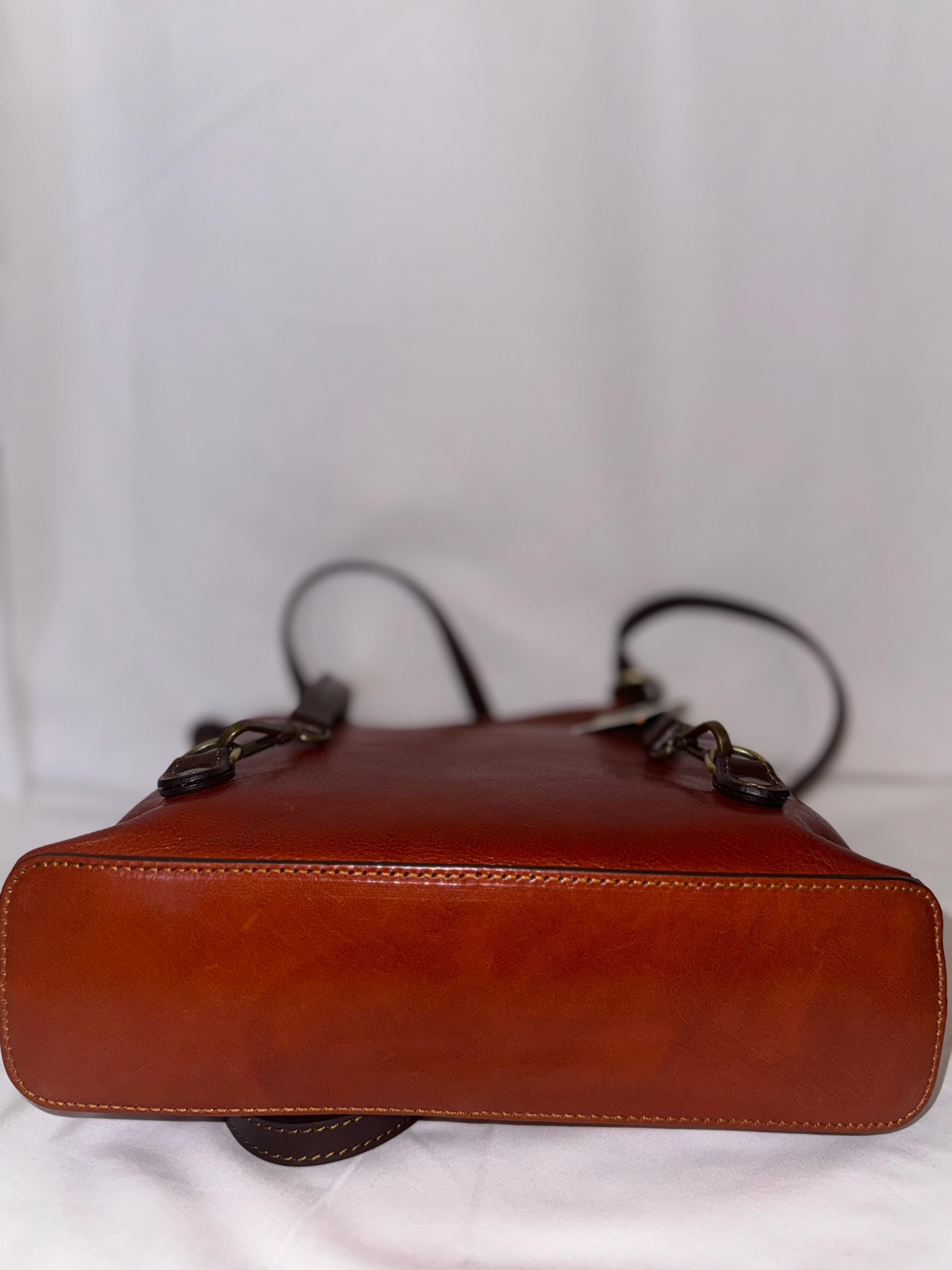 Italian Handmade Leather Bags For Women | Elegant Two-Tone Leather Tote From Florence, Caramel Bag, Made in Italy