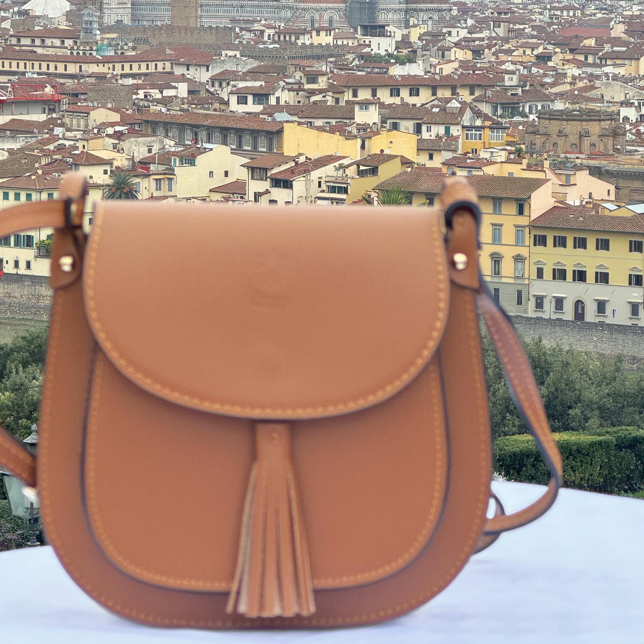 Italian Handmade Leather Bags for Women | Stylish Camel Crossbody Bag from Florence, Made in Italy