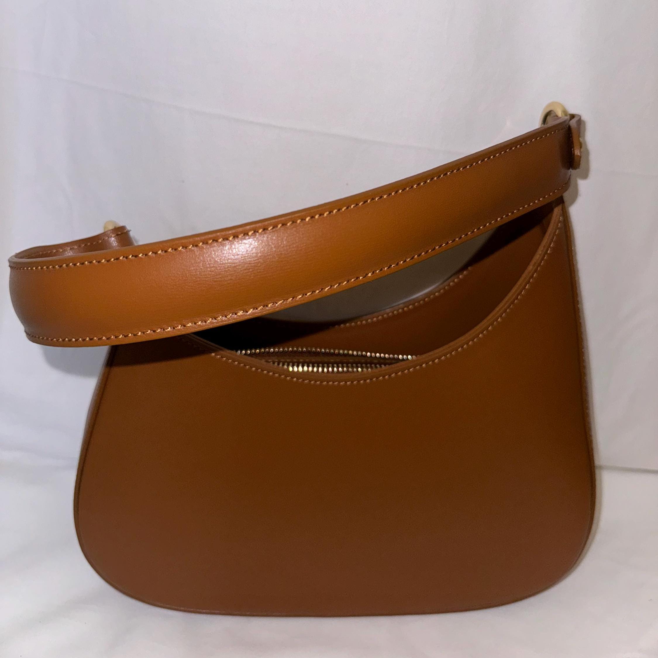 Italian Handmade Leather Bags For Women | Elegant Crescent Shoulder Bag From Florence | Brown, Red, White | Made in Italy