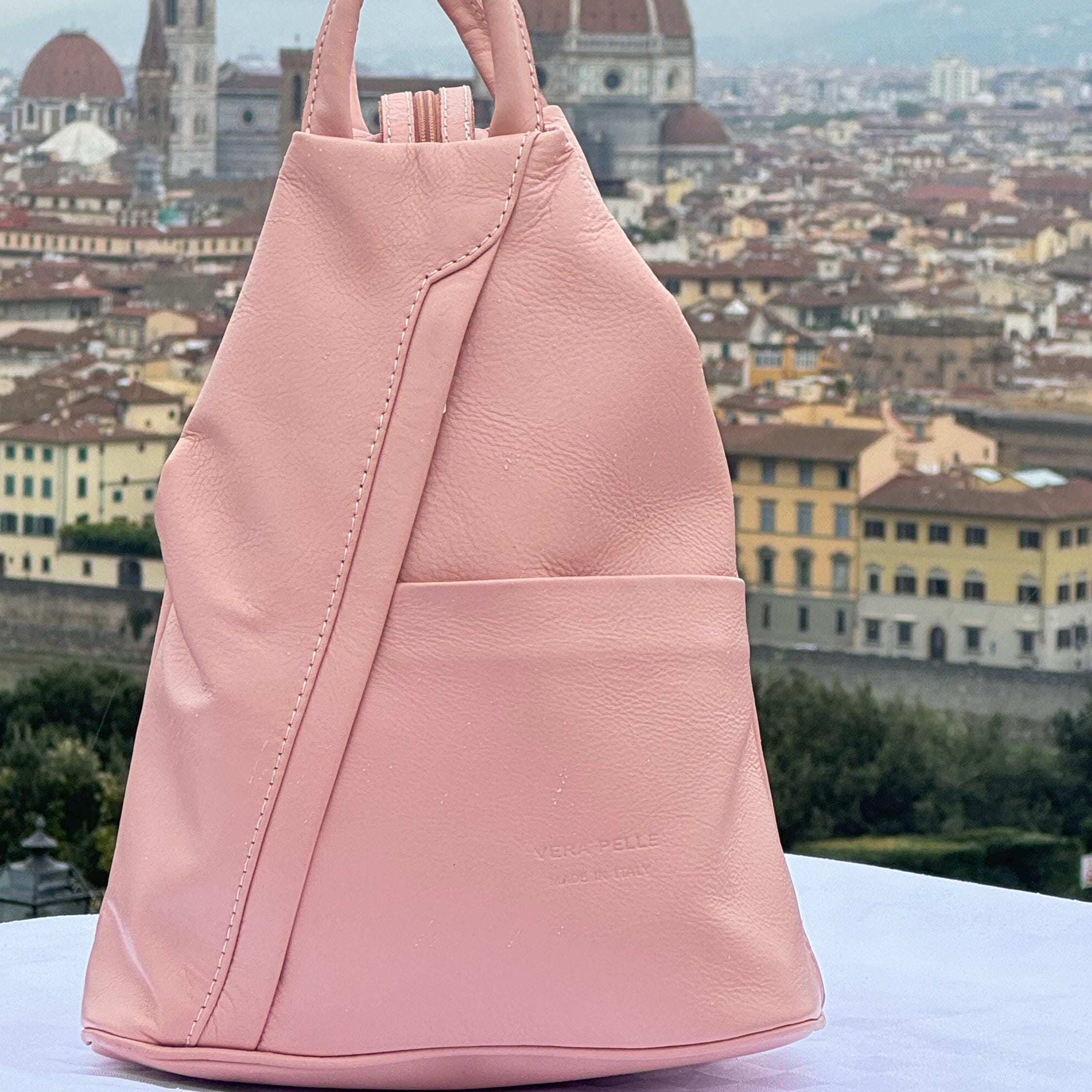 Italian Handmade soft Backpack For Women | Lightweight Pink Backpack From Florence | Soft and Light | Made in Italy