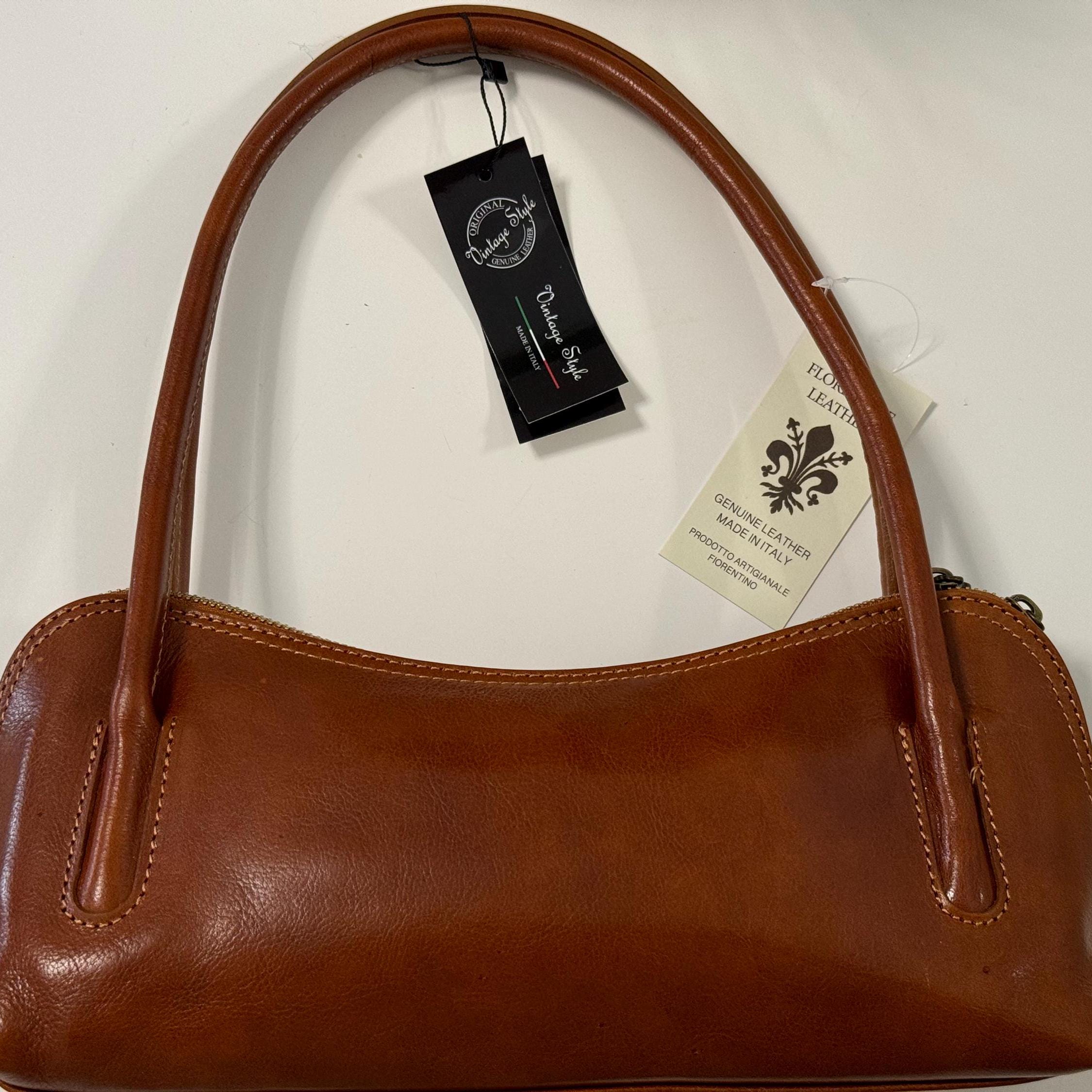 Elegant Italian Handmade Leather Shoulder Bag | Brown Leather Tote from Florence