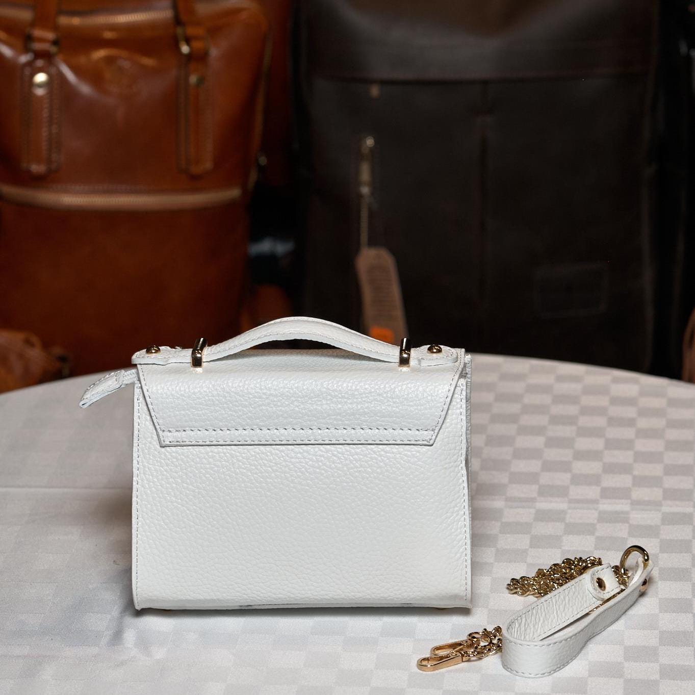 Italian Handmade Leather Bag for Women | Elegant White Handbag | Luxury Leather Purse From Florence, Made in Italy