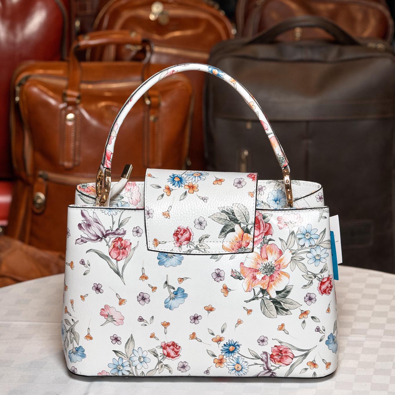 Italian Handmade Floral Leather Handbag , Elegant and Feminine Designer Bag from Florence , Chic Crossbody Purse by ChicMilano