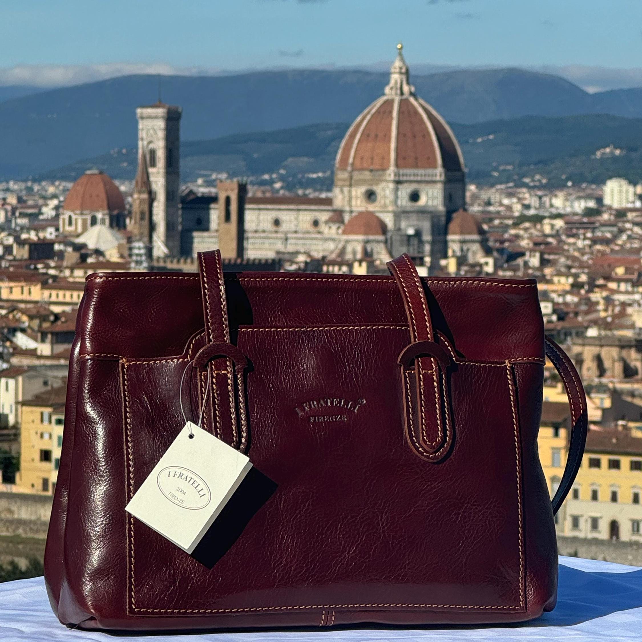 Italian Handmade Leather Bag For Women | Elegant Leather Tote Bag From Florence | Dark Brown Bag | Made in Italy