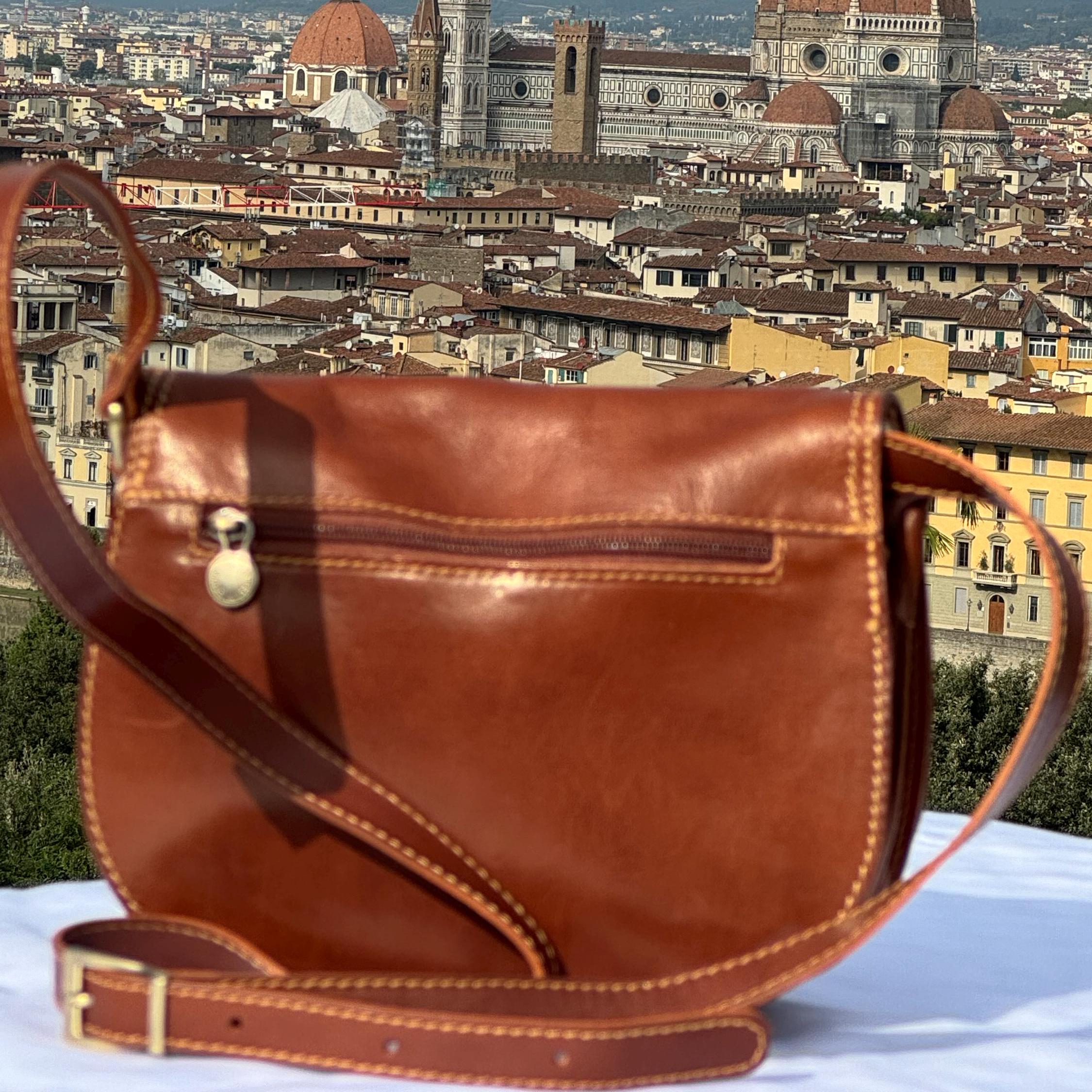 Italian Handmade Leather Bag For Women | Elegant Brown Leather Crossbody From Florence, Made in Italy