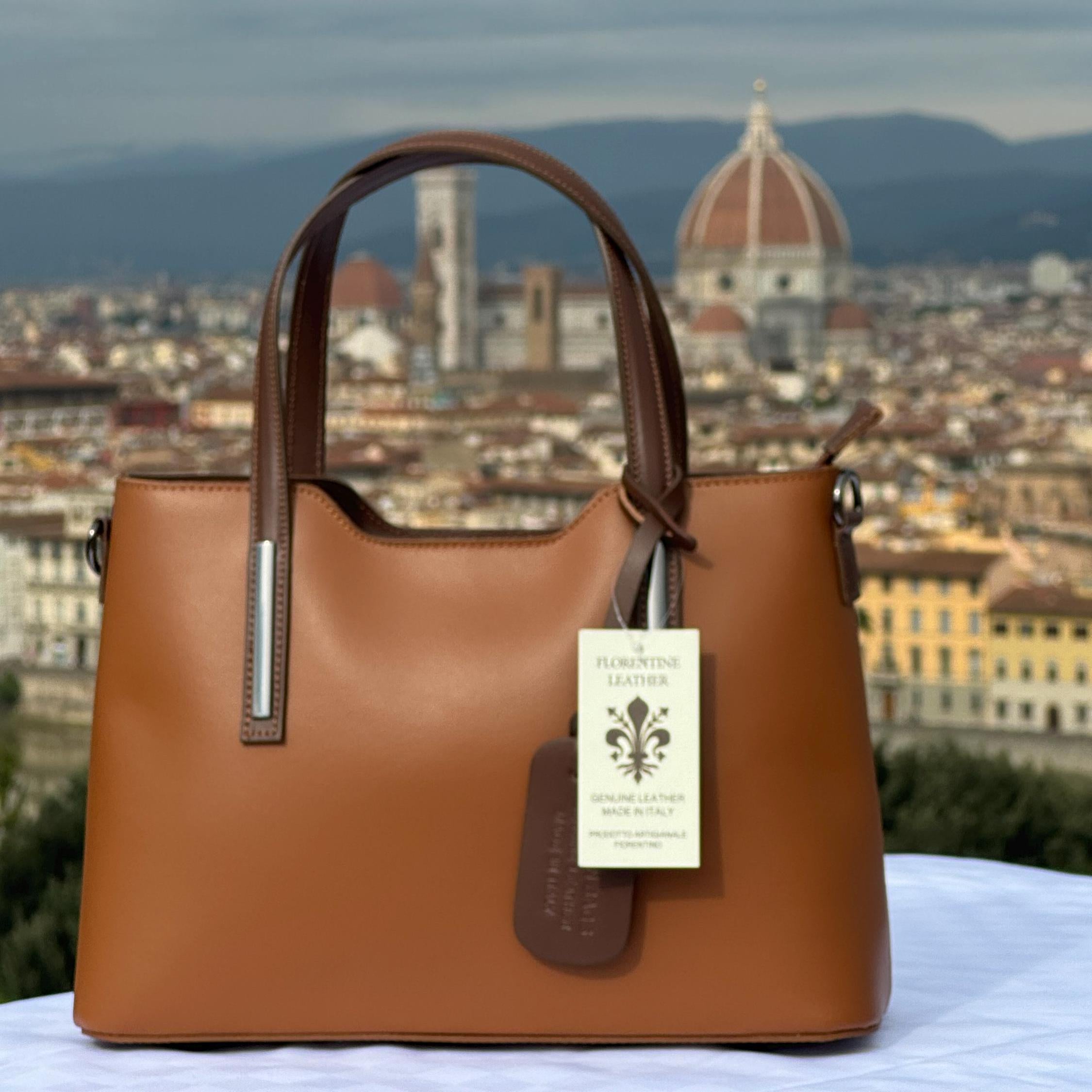 Italian Handmade Leather Bag For Women | Elegant Brown Leather Tote Bag From Florence, Made in Italy