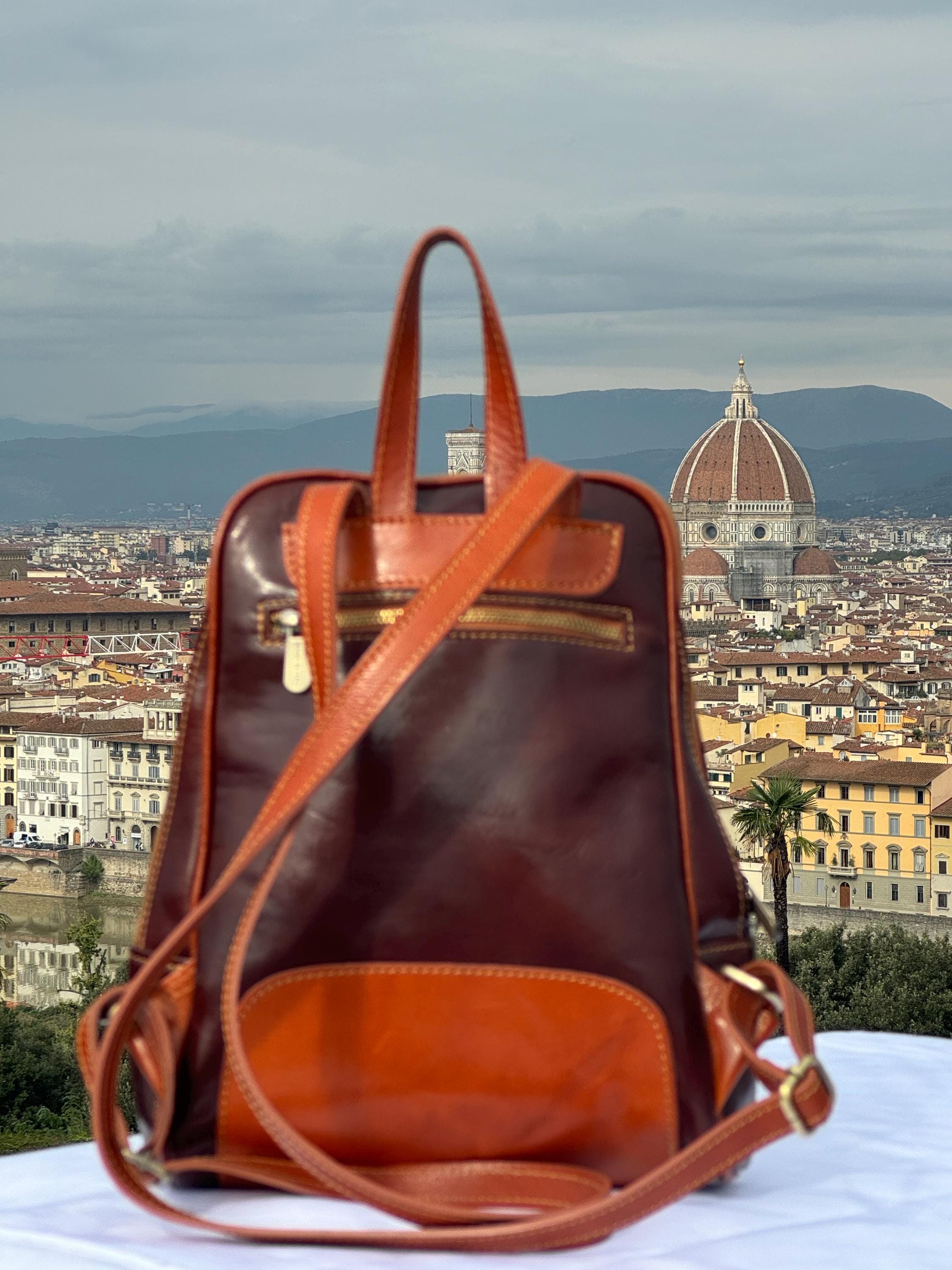 Italian Handmade Leather Bag For Women | Elegant Vintage Leather Backpack | From Florence, Made in Italy