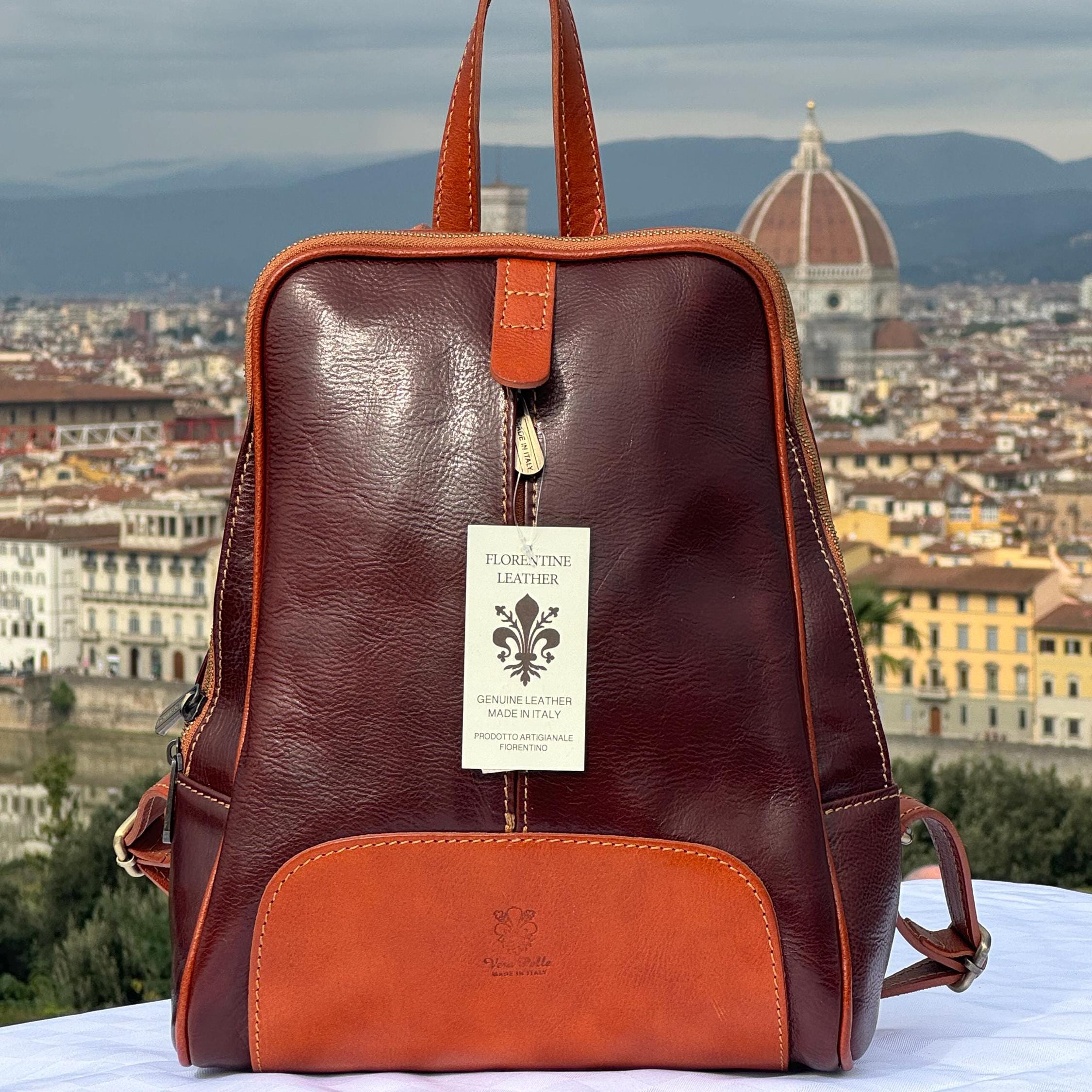 Italian Handmade Leather Bag For Women | Elegant Vintage Leather Backpack | From Florence, Made in Italy