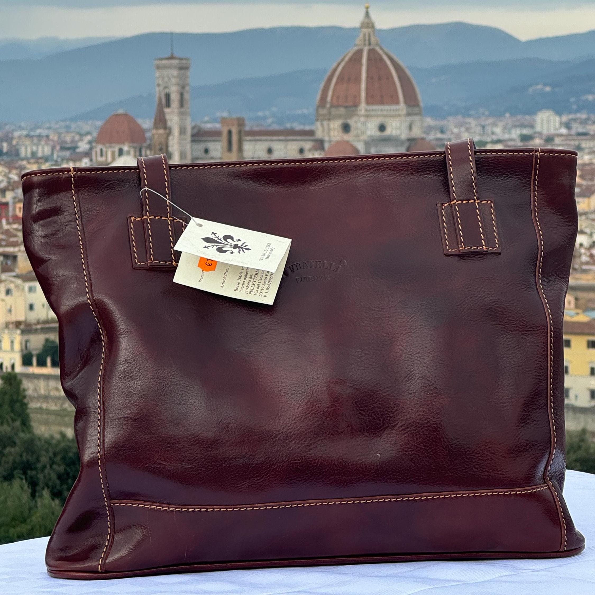 Italian Handmade Leather Bag For Women | Elegant Dark Brown Leather Tote Bag | From Florence, Made in Italy