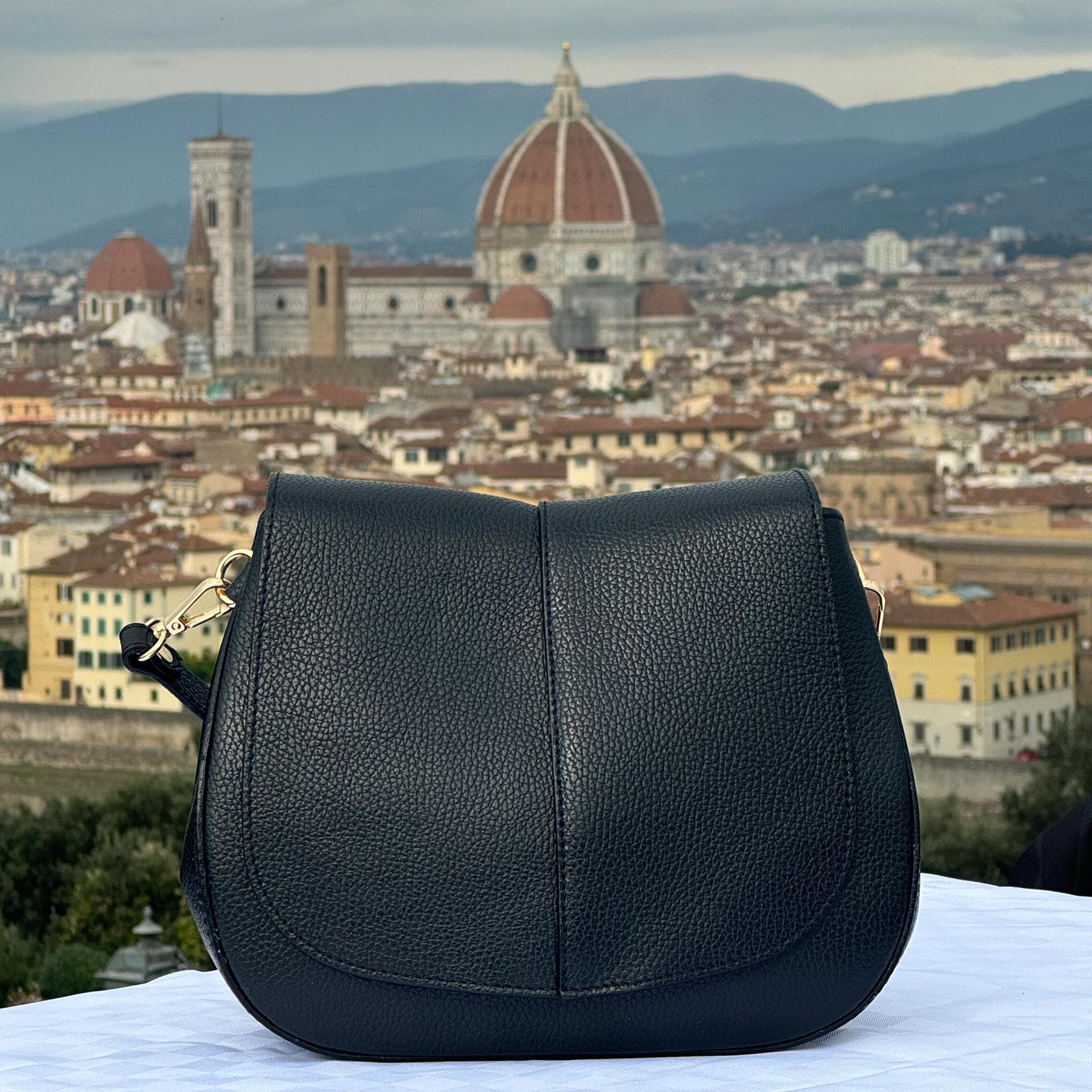 Italian Handmade Leather Bag For Women | Elegant Black Leather Crossbody Bag | From Florence, Made in Italy