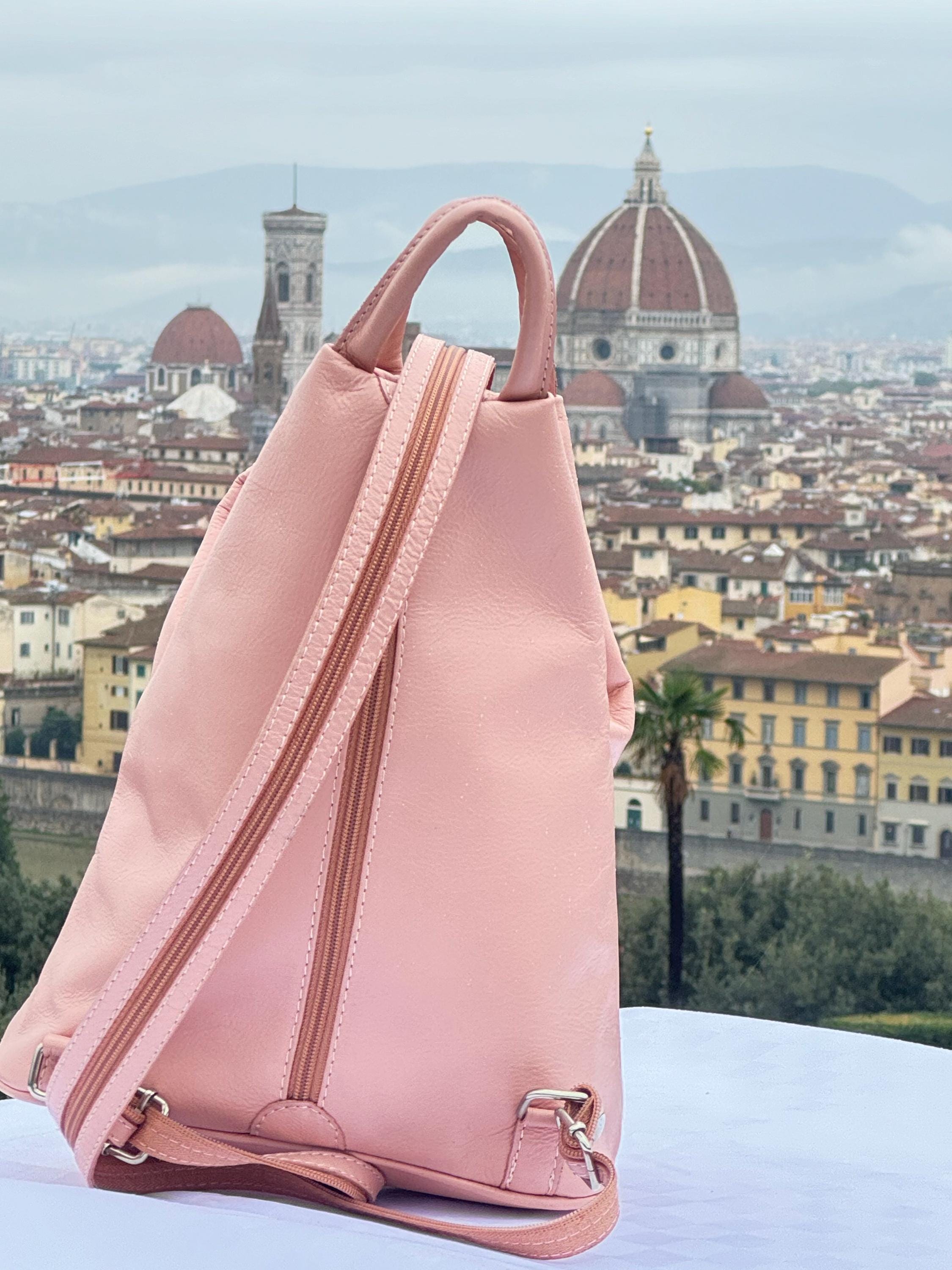 Italian Handmade soft Backpack For Women | Lightweight Pink Backpack From Florence | Soft and Light | Made in Italy